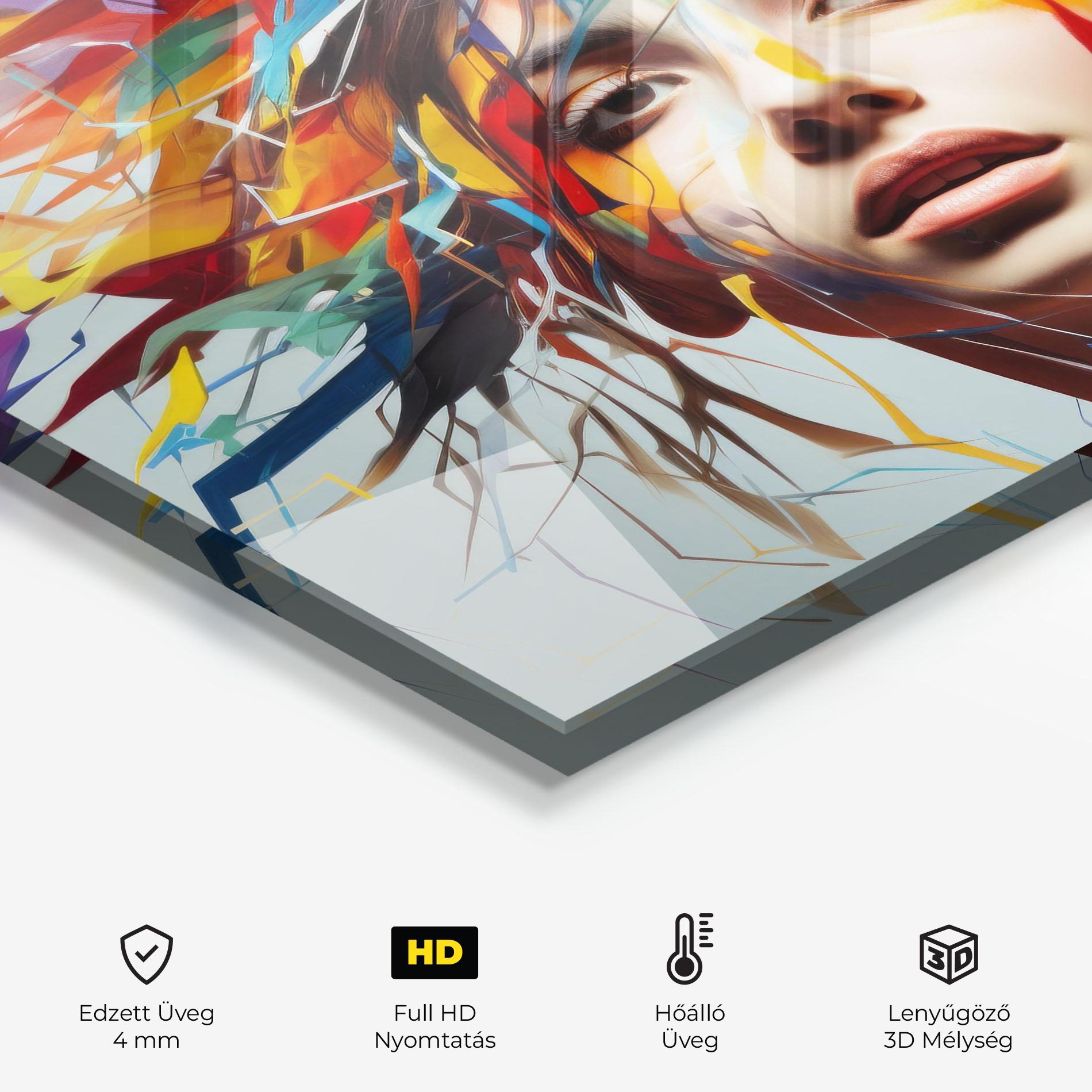 Konyhai üveg hátfal Colorful Paint Hair mockup 2