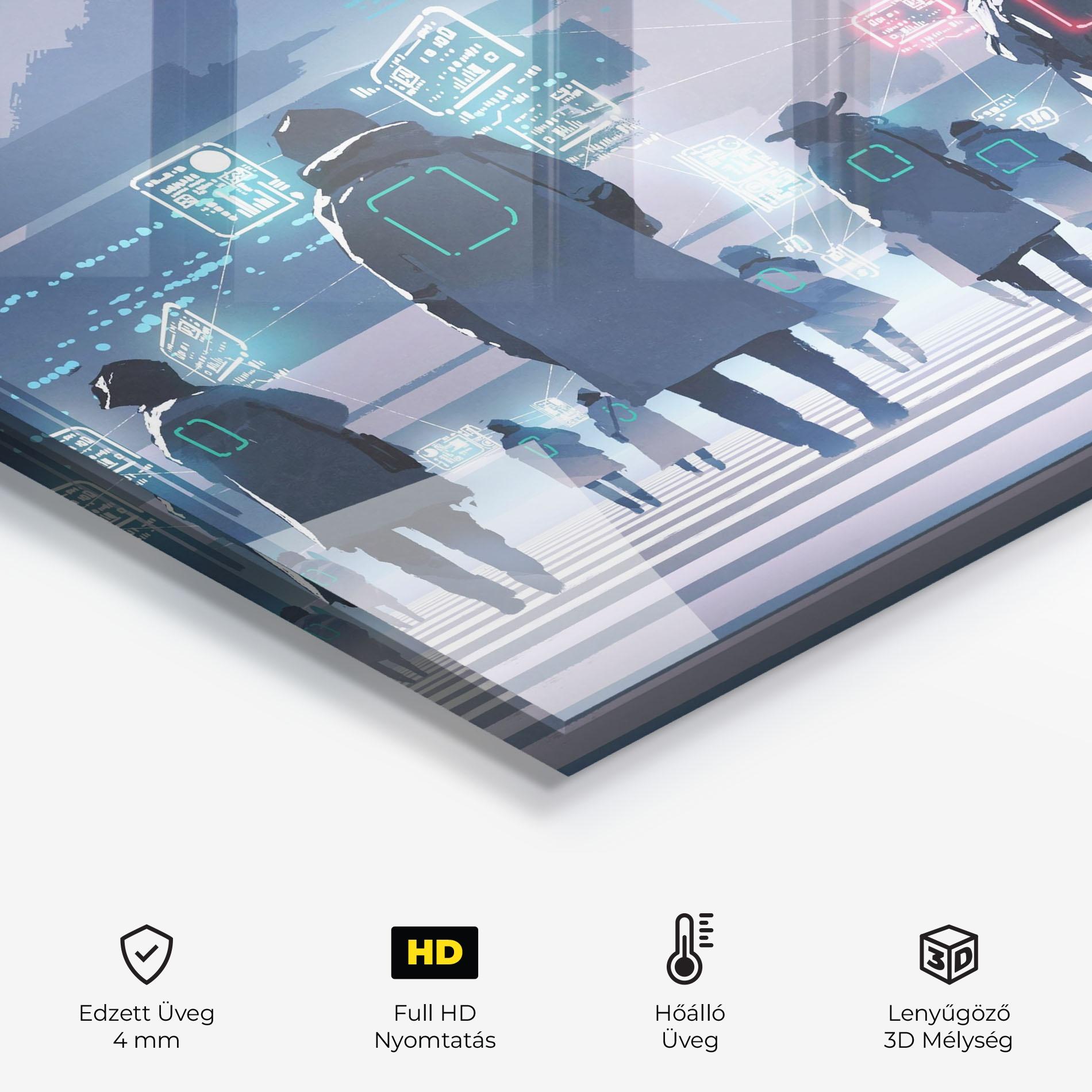 Konyhai üveg hátfal Futuristic People mockup 2