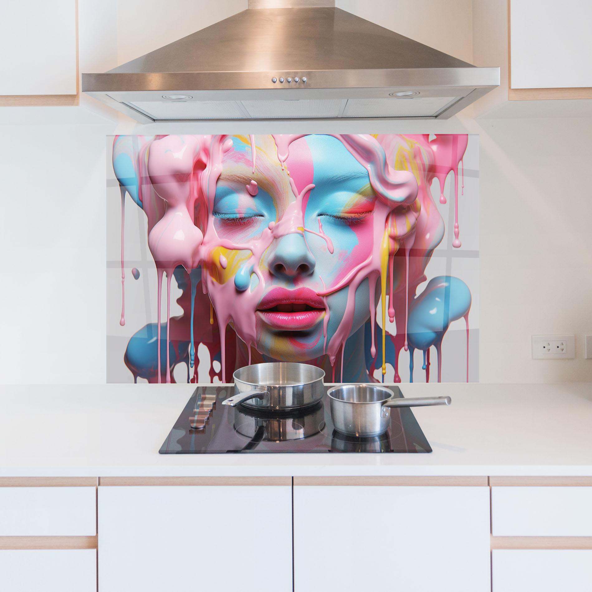 Konyhai üveg hátfal Colorful Face Paint mockup 5