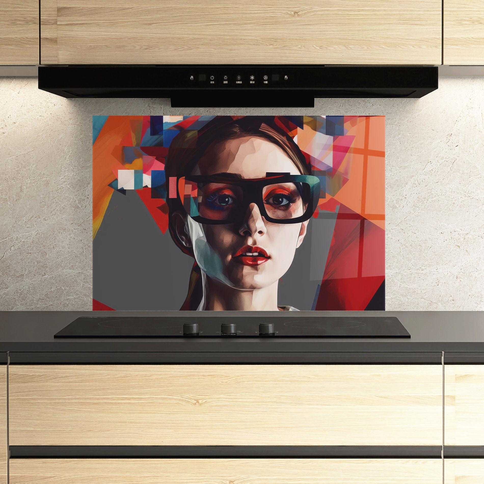 Konyhai üveg hátfal Big Black Glasses mockup 3