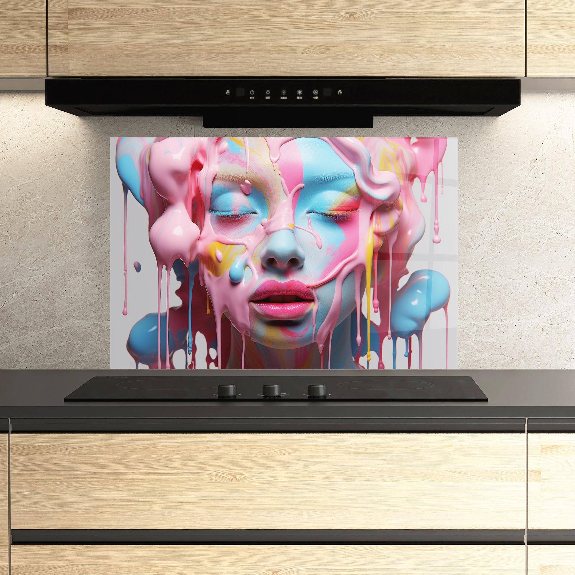 Konyhai üveg hátfal Colorful Face Paint mockup 3