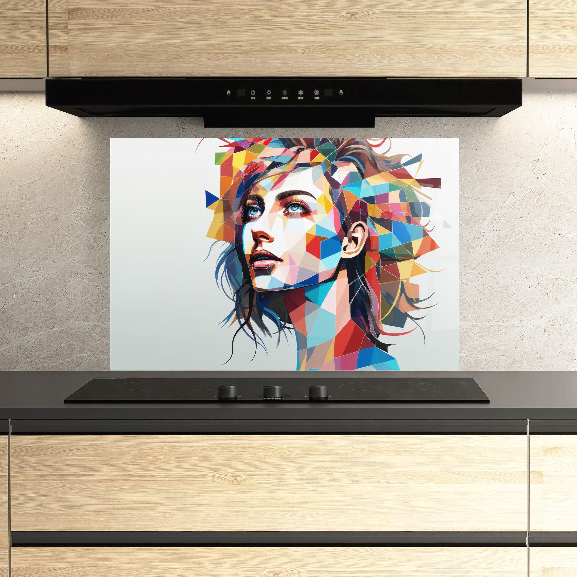 Konyhai üveg hátfal Geometric Shapes Hair mockup 3