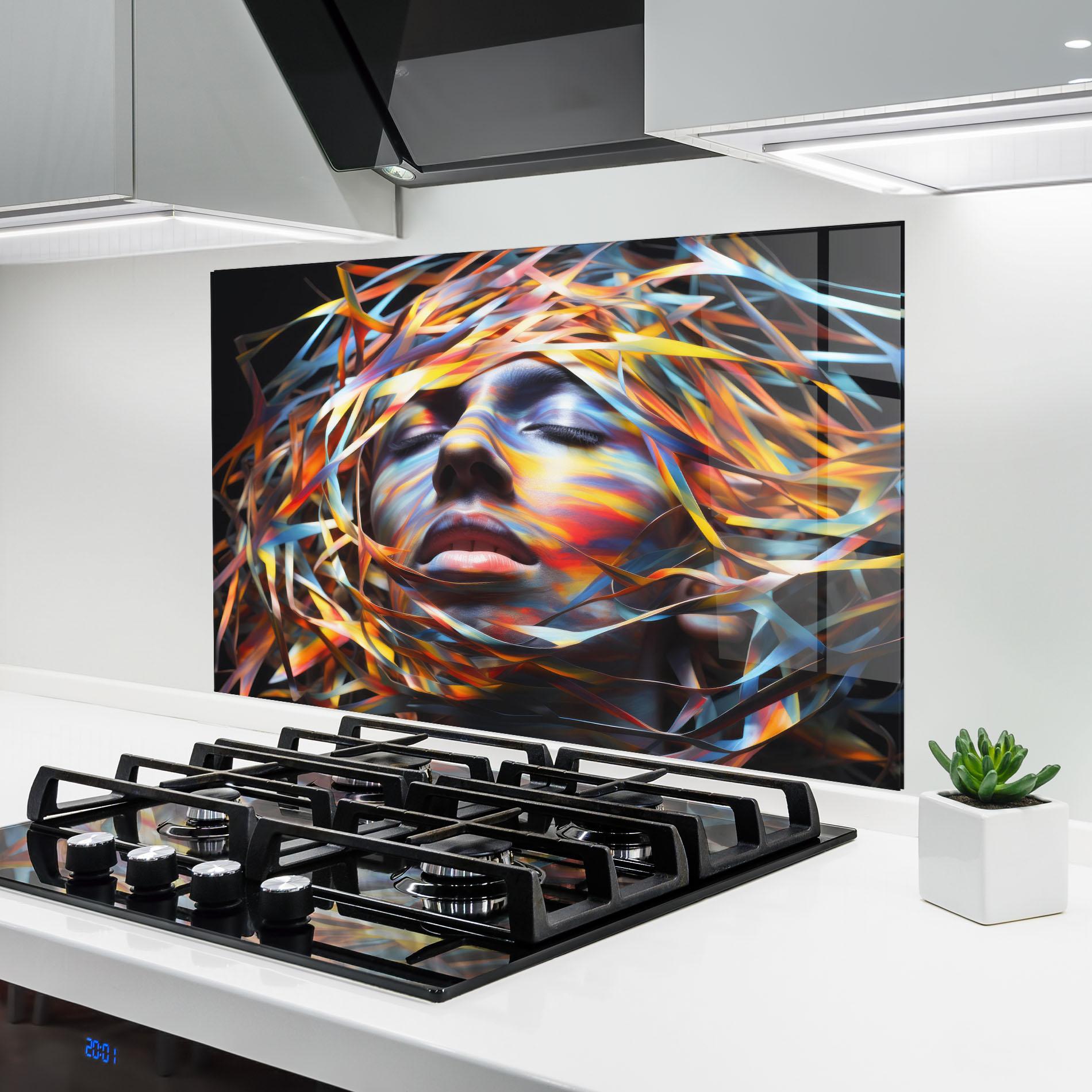 Konyhai üveg hátfal Colorful Ribbons Hair mockup 6