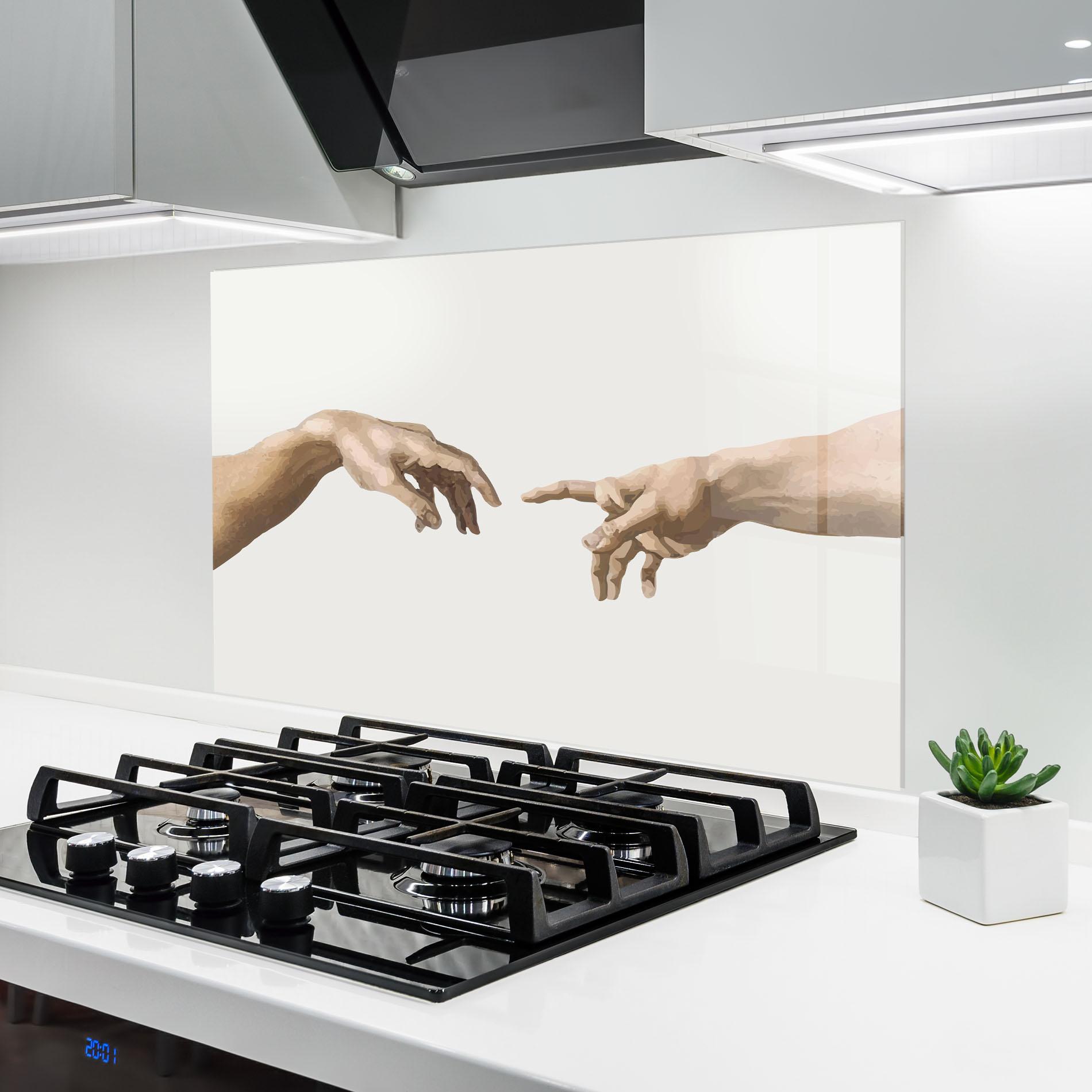 Konyhai üveg hátfal Cream Hands Art mockup 6