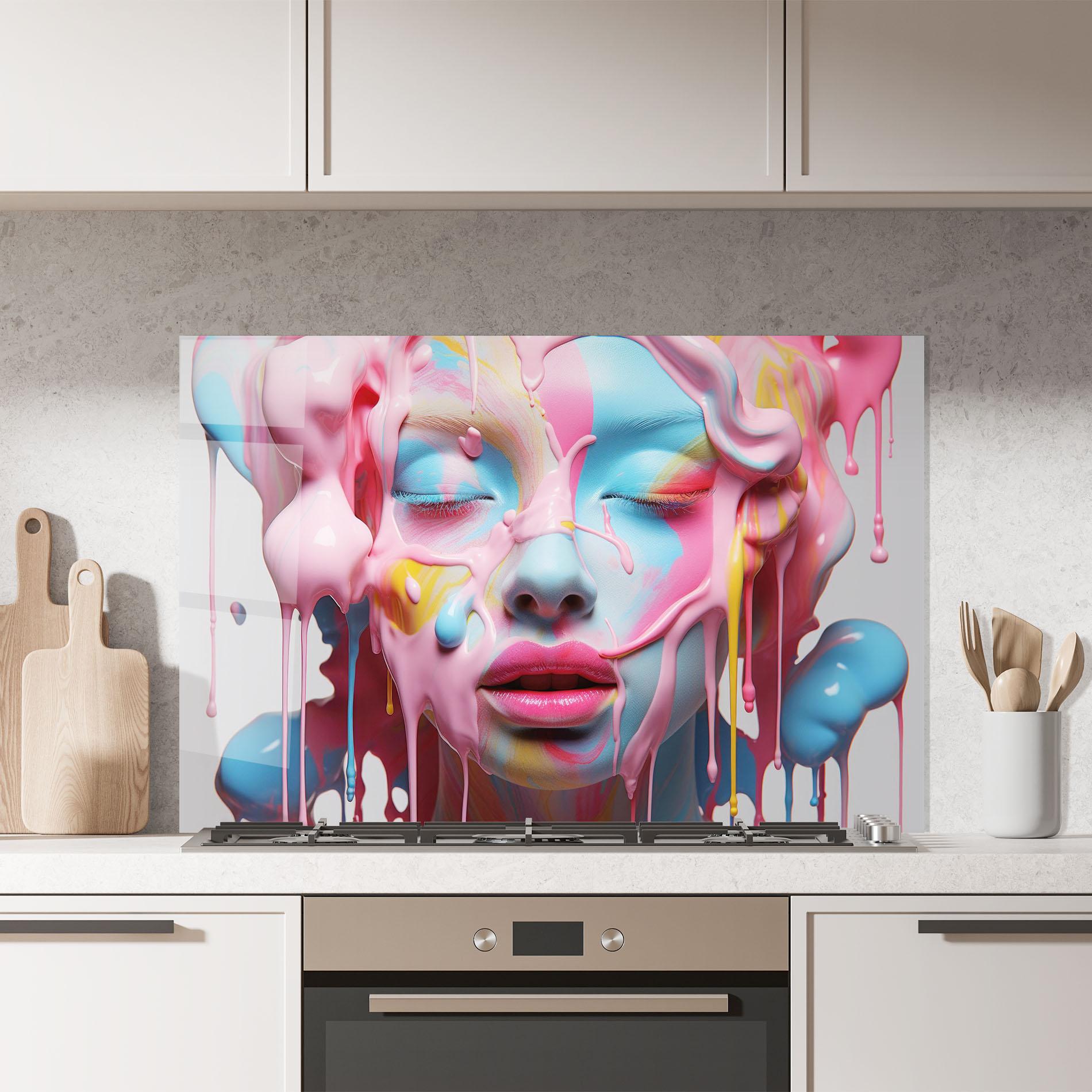 Konyhai üveg hátfal Colorful Face Paint mockup 7