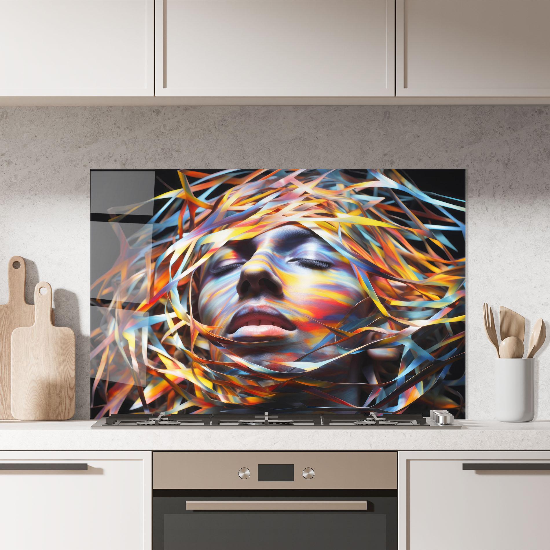 Konyhai üveg hátfal Colorful Ribbons Hair mockup 7