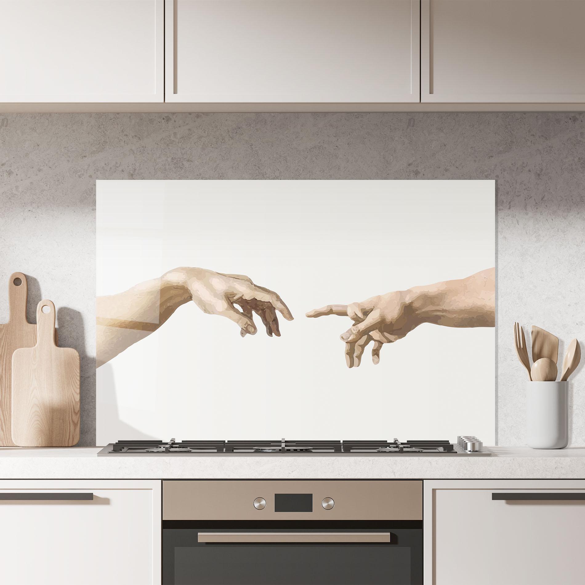 Konyhai üveg hátfal Cream Hands Art mockup 7