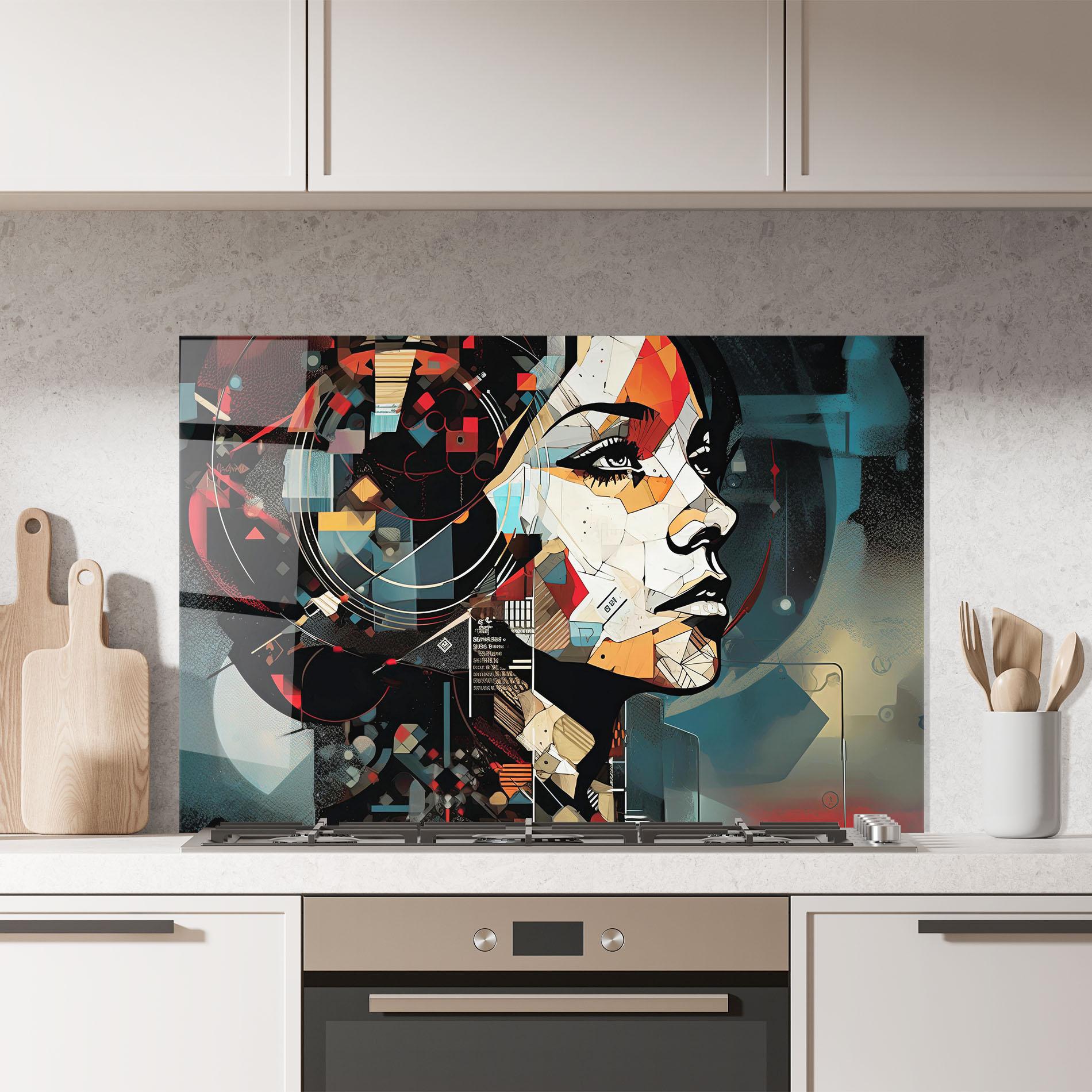 Konyhai üveg hátfal Graphical Artwork Woman mockup 7