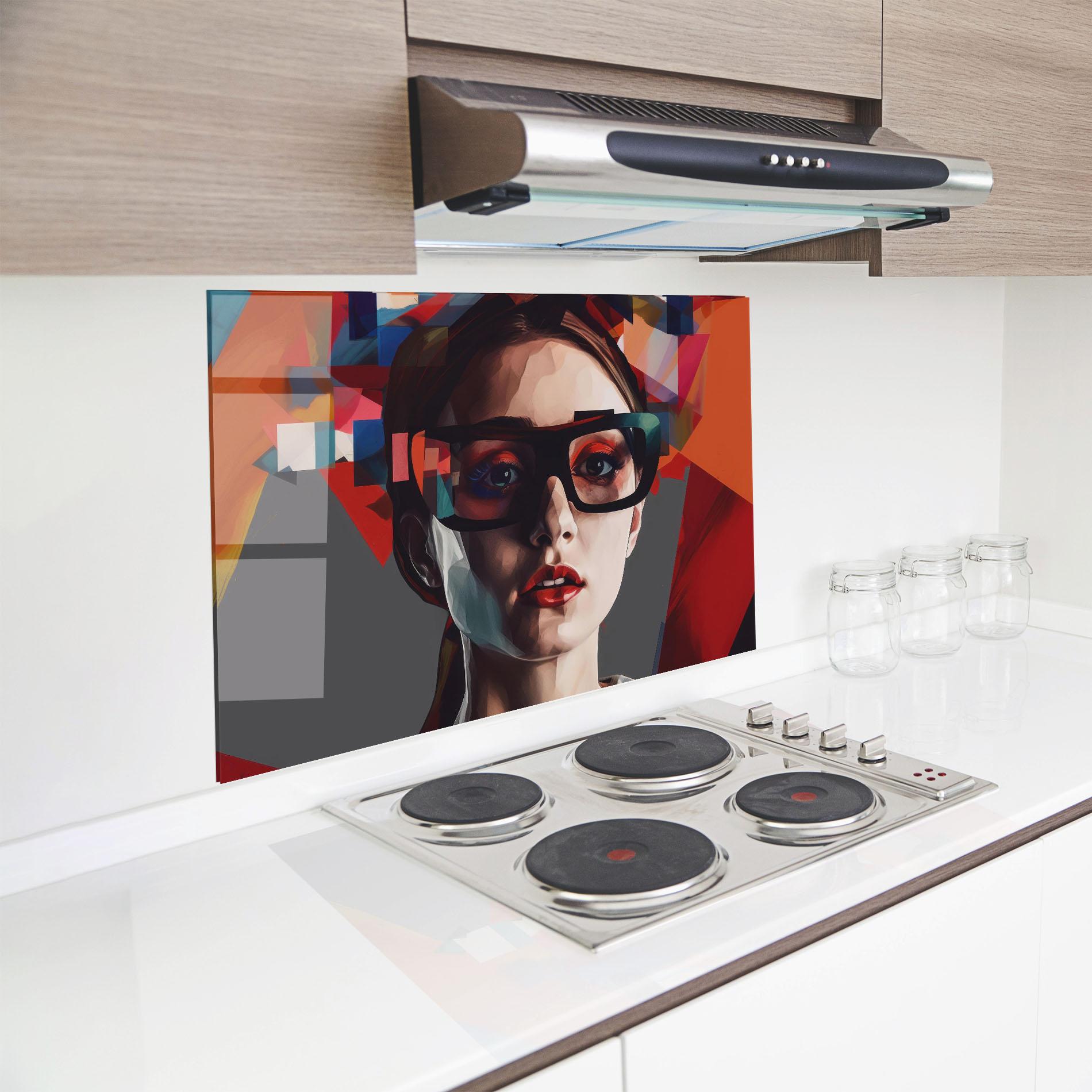 Konyhai üveg hátfal Big Black Glasses mockup 8