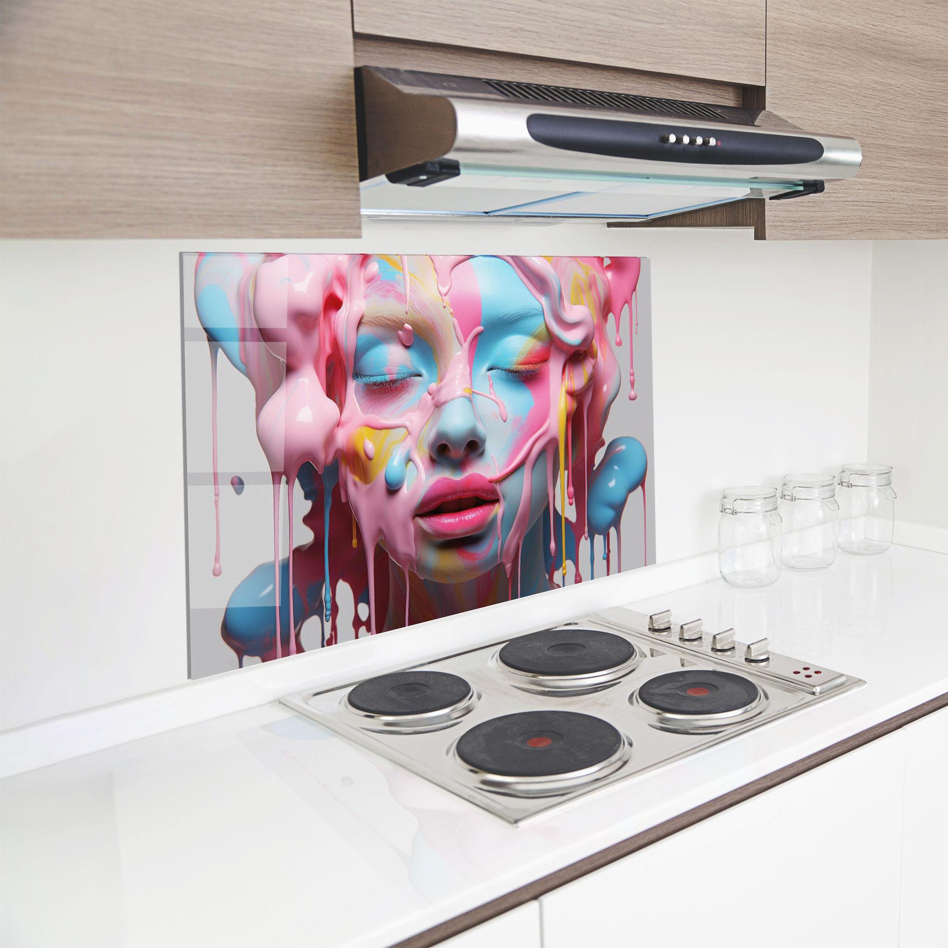 Konyhai üveg hátfal Colorful Face Paint mockup 8