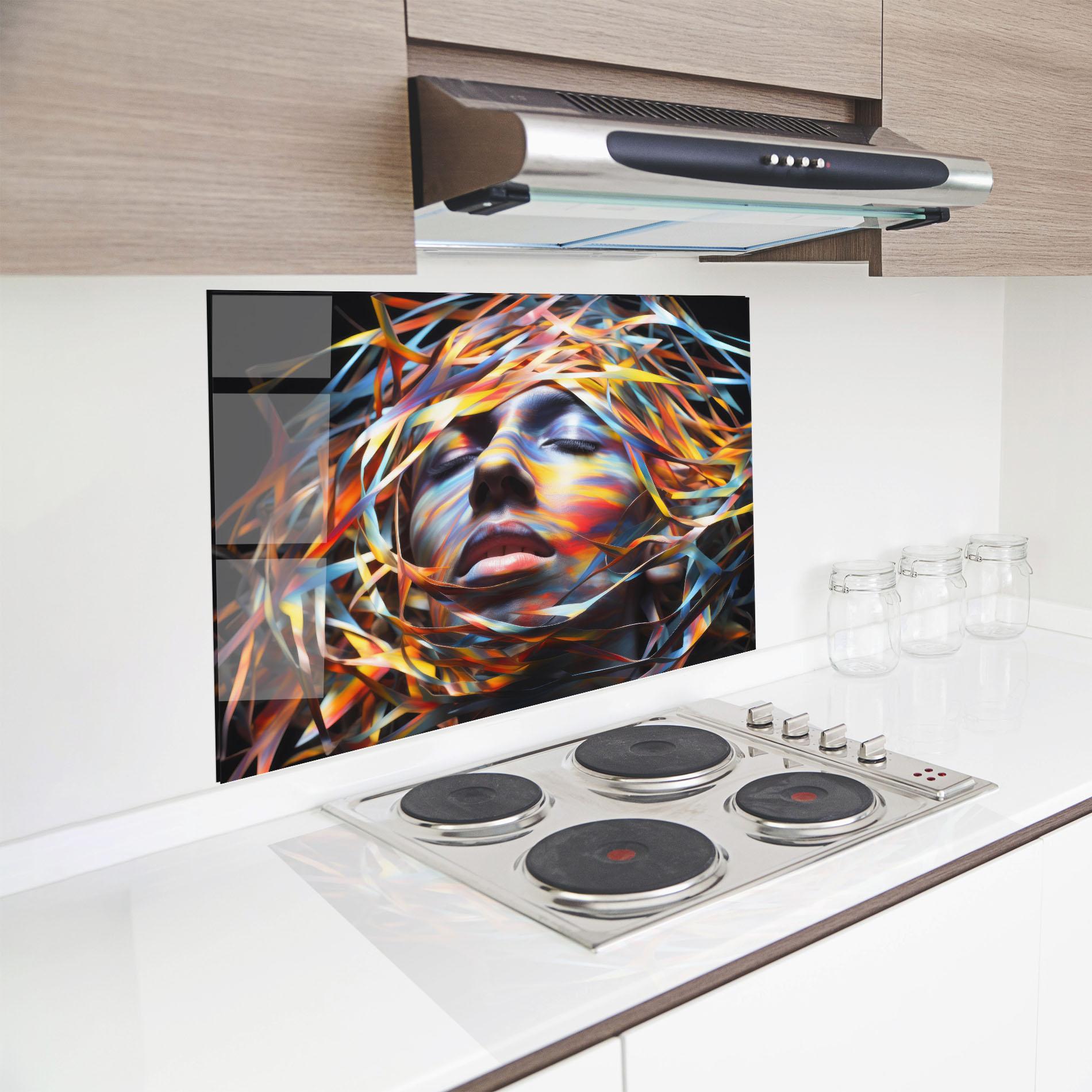 Konyhai üveg hátfal Colorful Ribbons Hair mockup 8