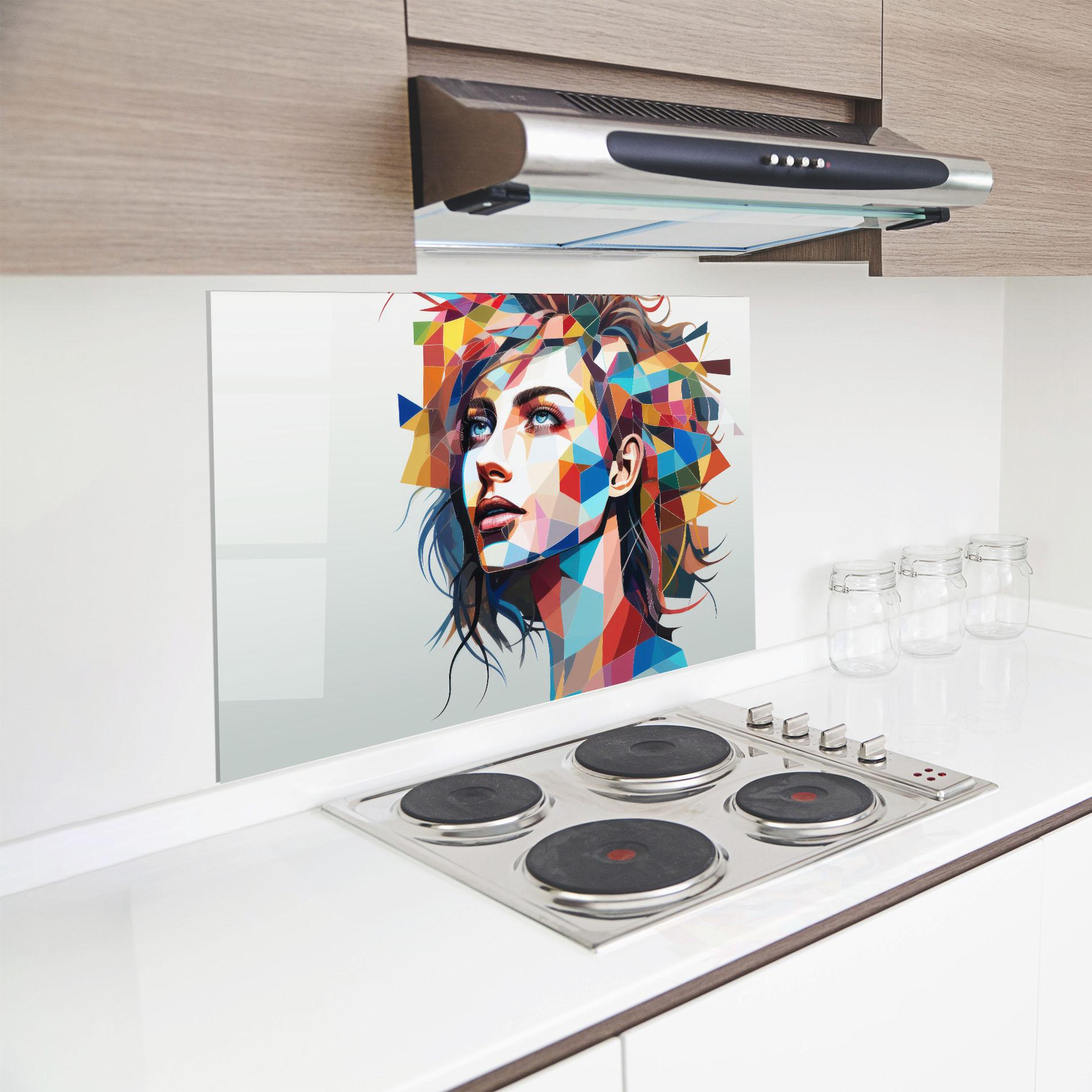 Konyhai üveg hátfal Geometric Shapes Hair mockup 8