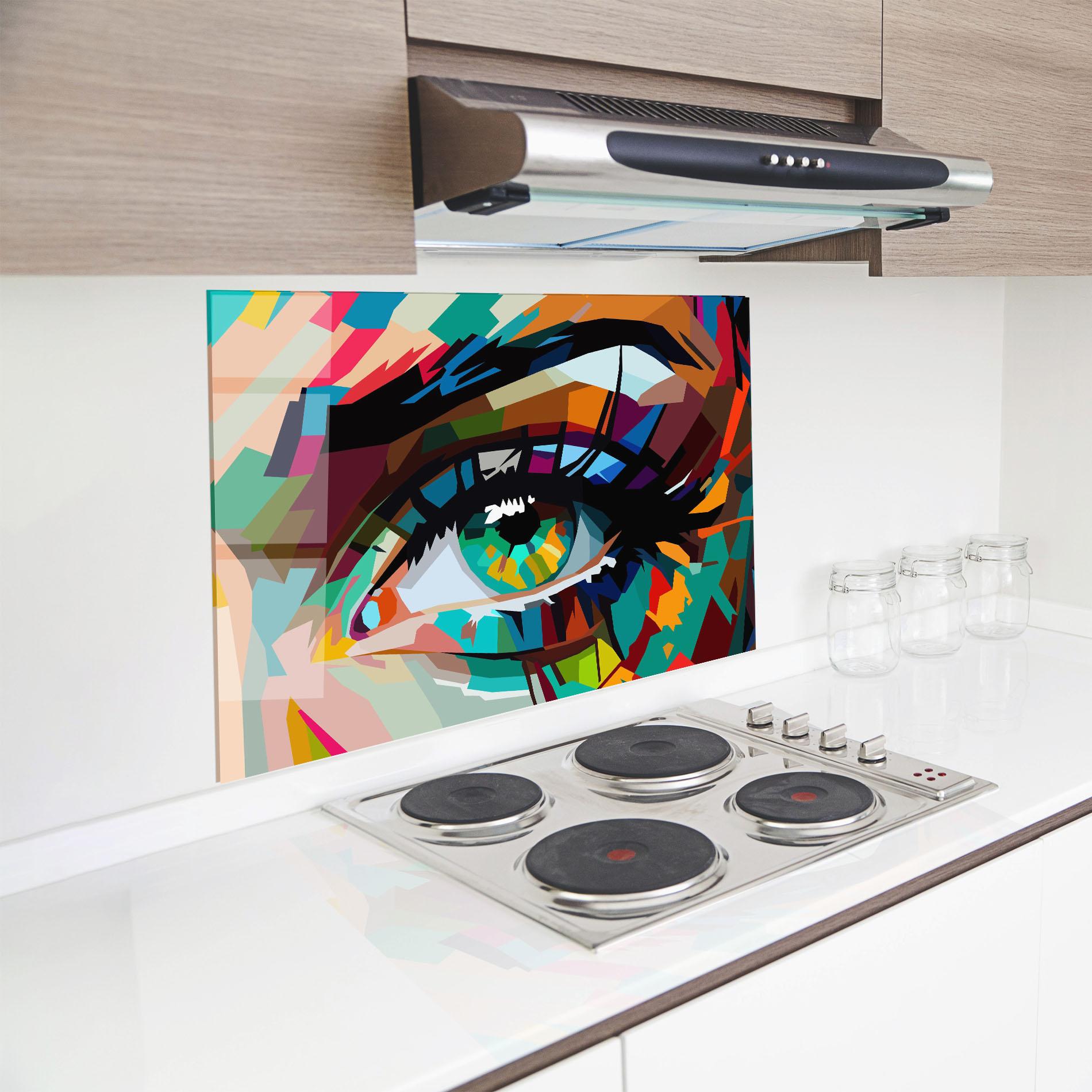 Konyhai üveg hátfal Green Art Eye mockup 8