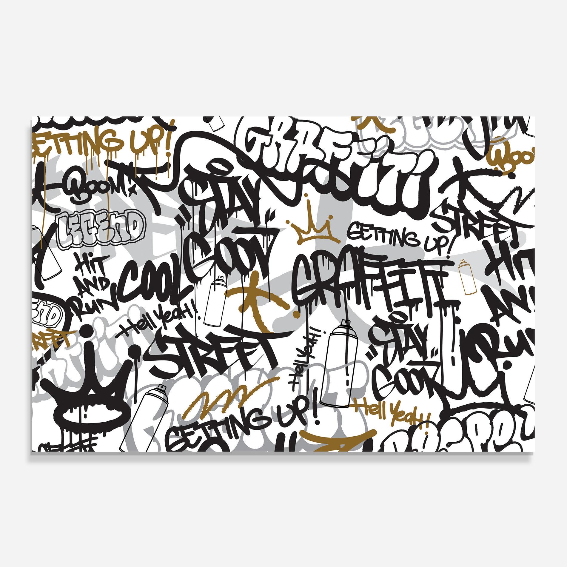 Konyhai üveg hátfal Black Yellow Graffiti mockup 0
