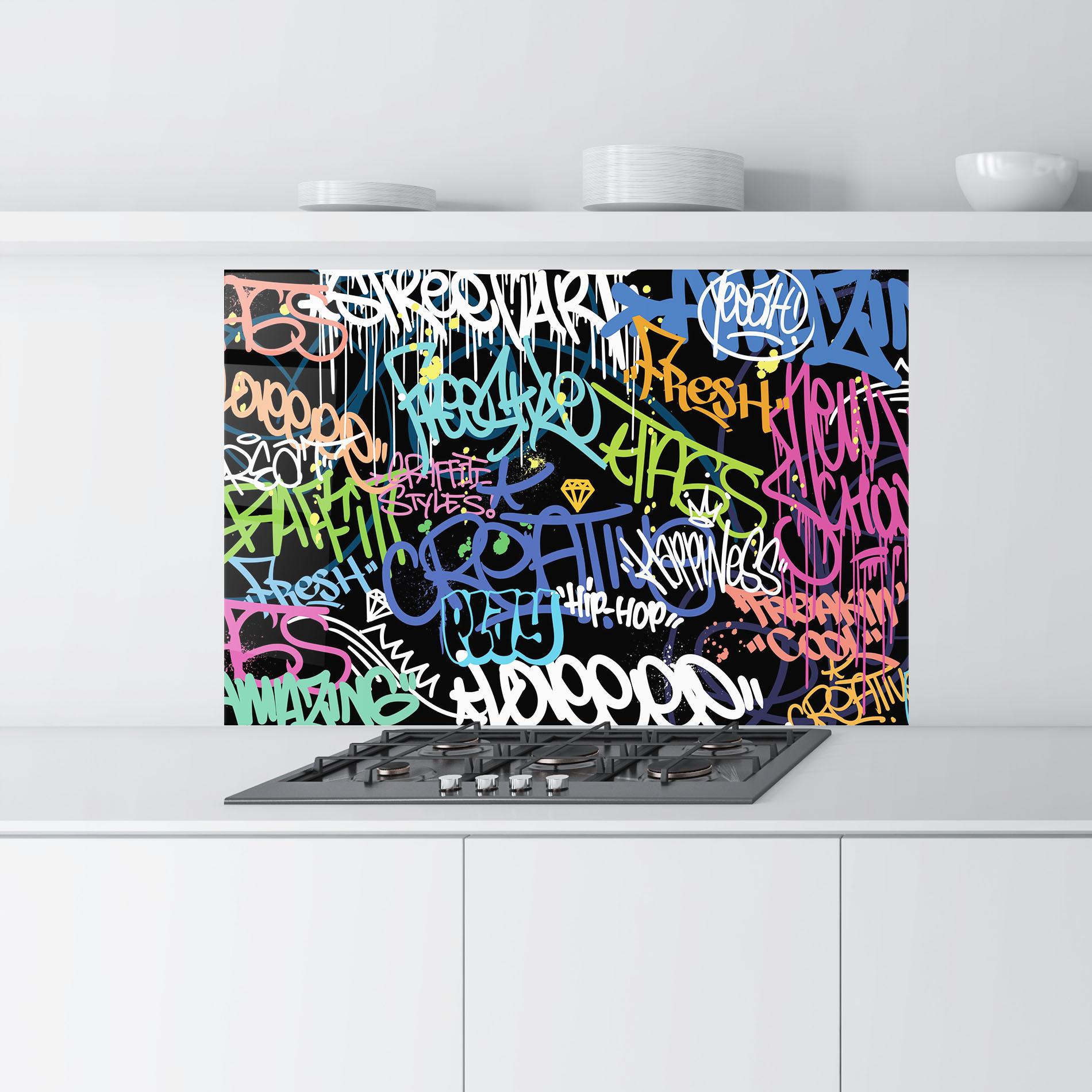 Konyhai üveg hátfal Colorful Tags mockup 9