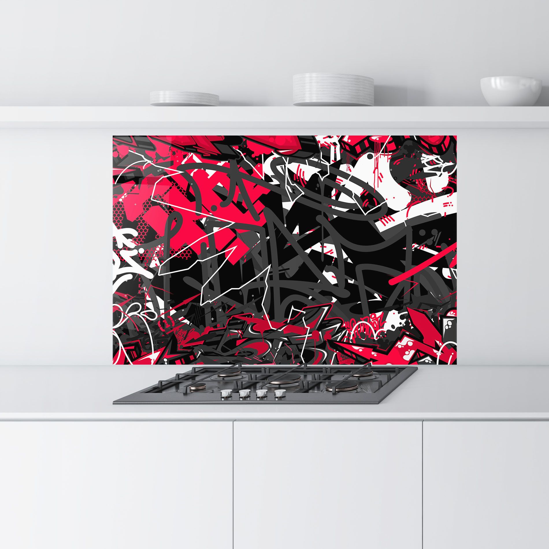 Grey Red Graffiti mockup 9