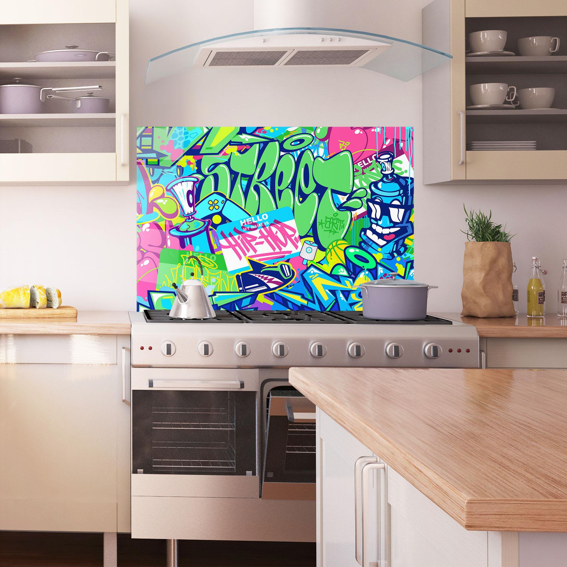Konyhai üveg hátfal Colorful Hip Hop mockup 1