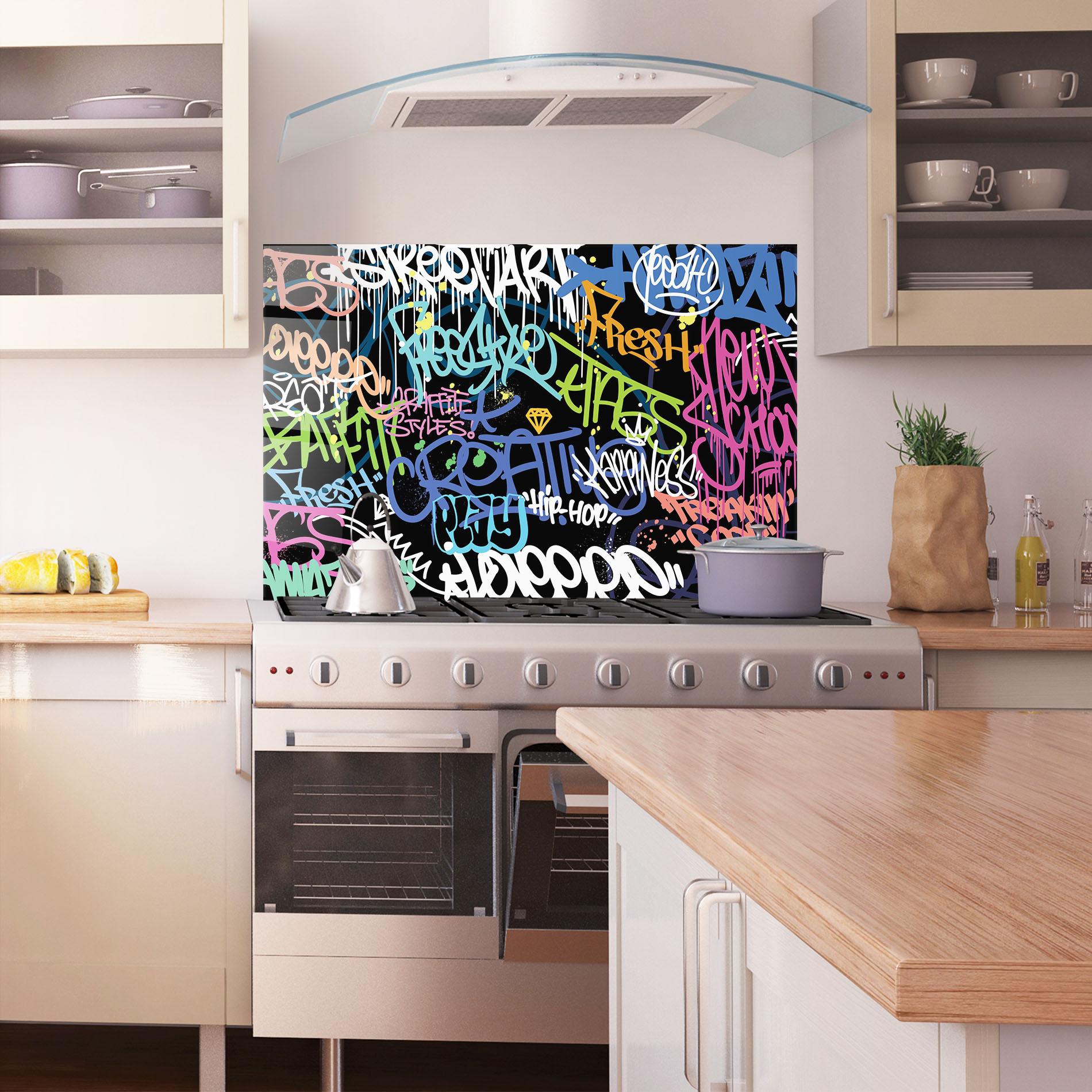 Konyhai üveg hátfal Colorful Tags mockup 1