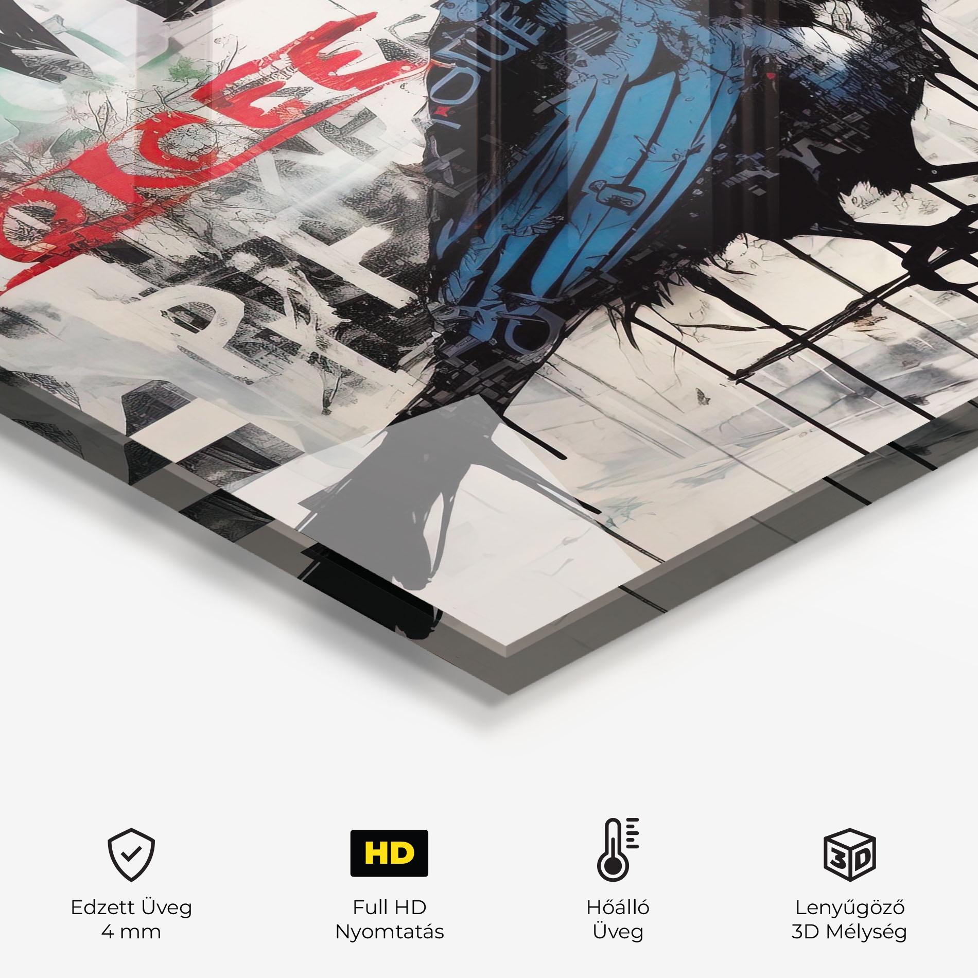 Konyhai üveg hátfal Blue Bird Doodle mockup 2