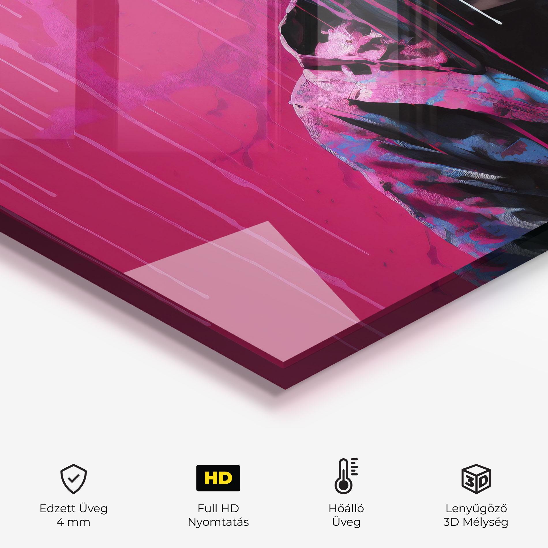 Konyhai üveg hátfal Blue Pink Falling Paint mockup 2