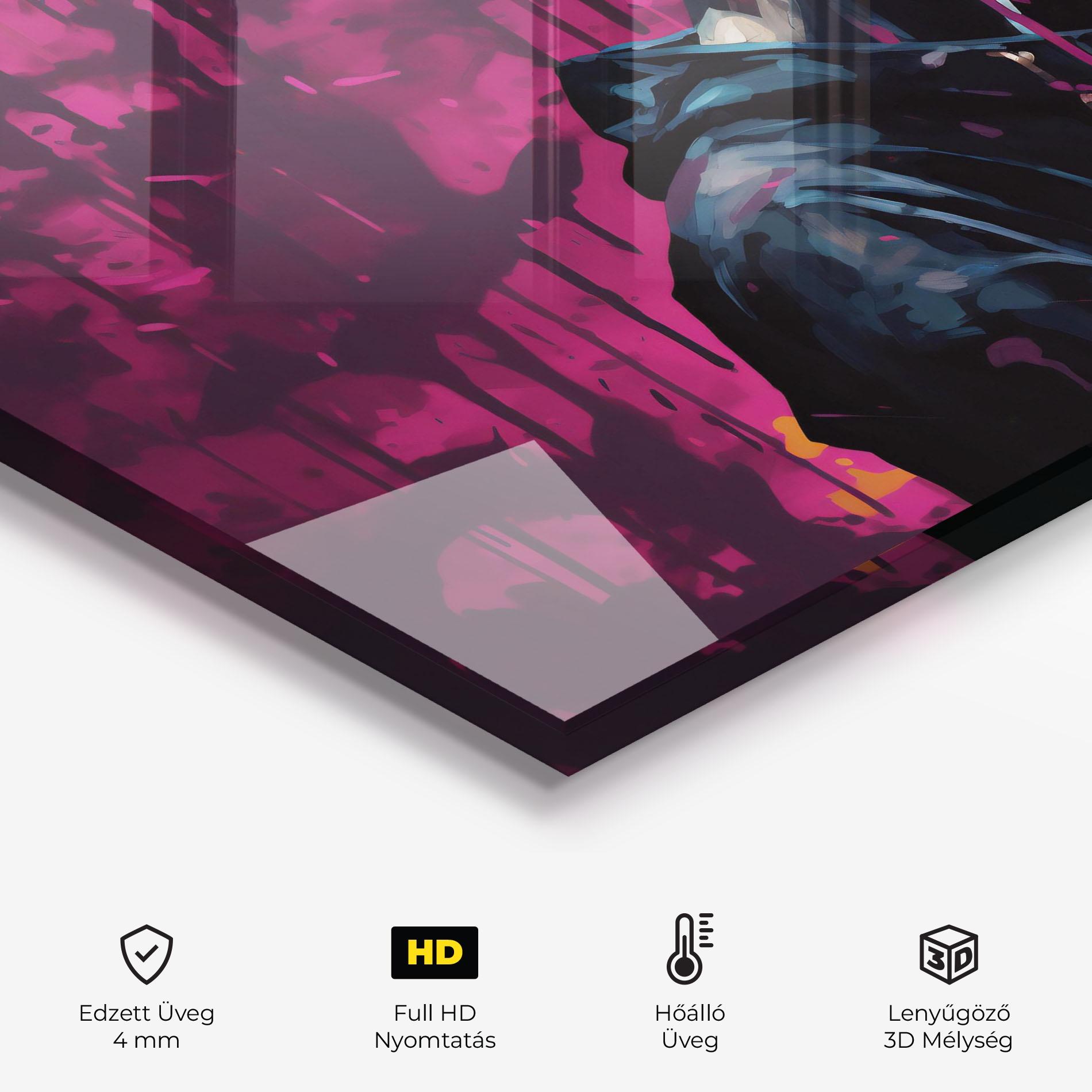 Konyhai üveg hátfal Blue Pink Paint Falling mockup 2