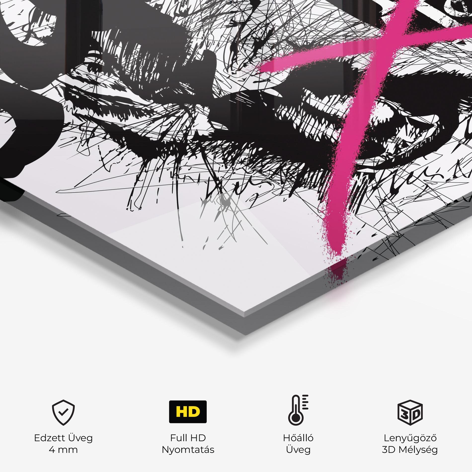 Konyhai üveg hátfal Born Free Graffiti mockup 2