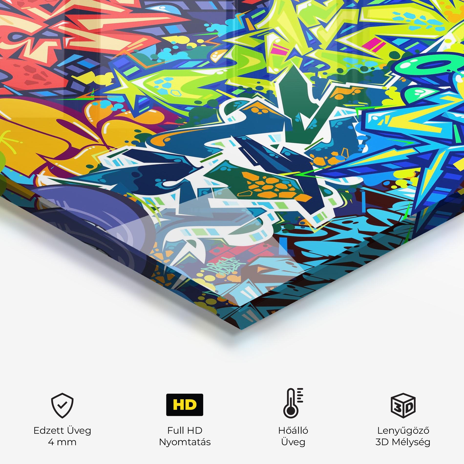 Konyhai üveg hátfal Colorful Graffiti mockup 2