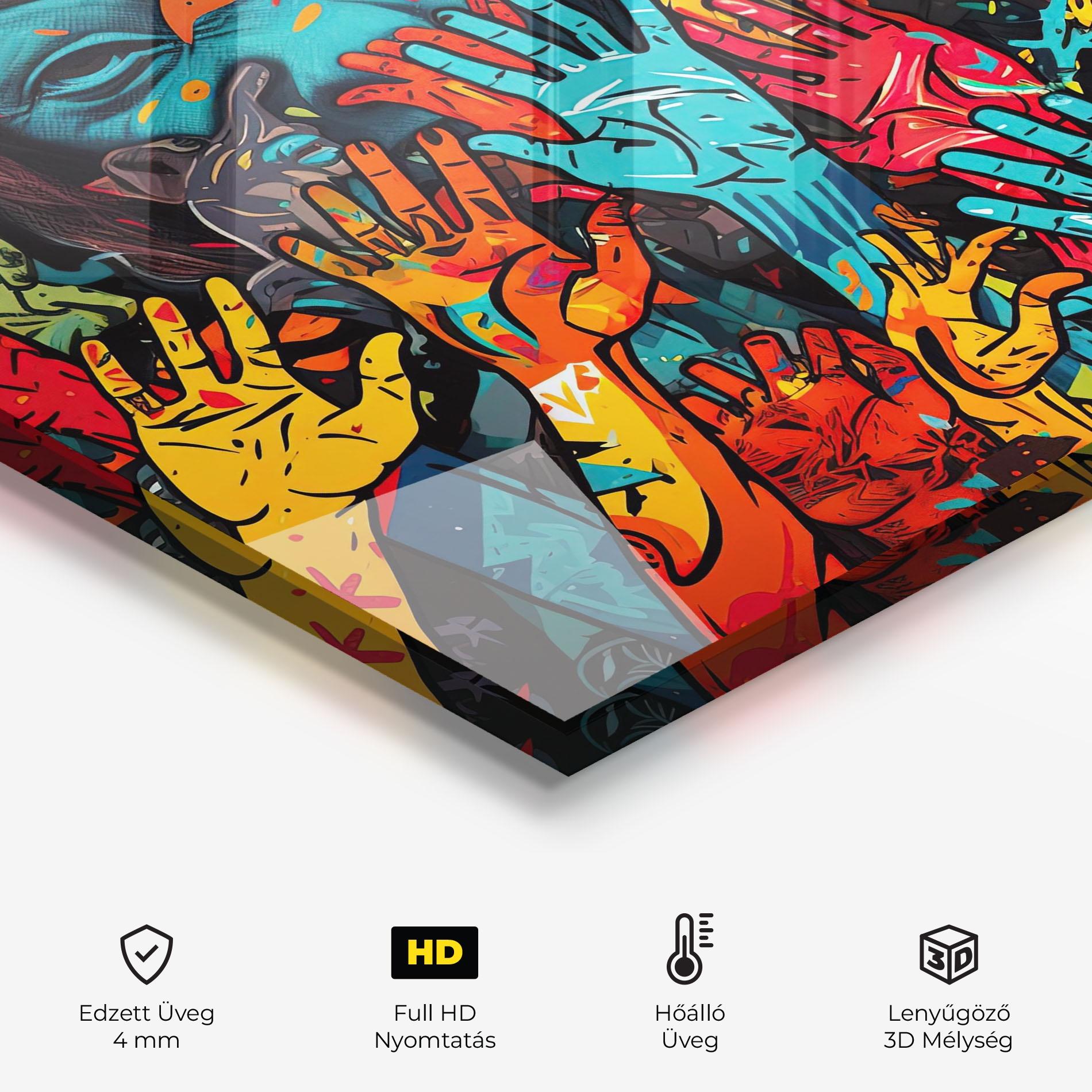 Konyhai üveg hátfal Colorful Hands mockup 2