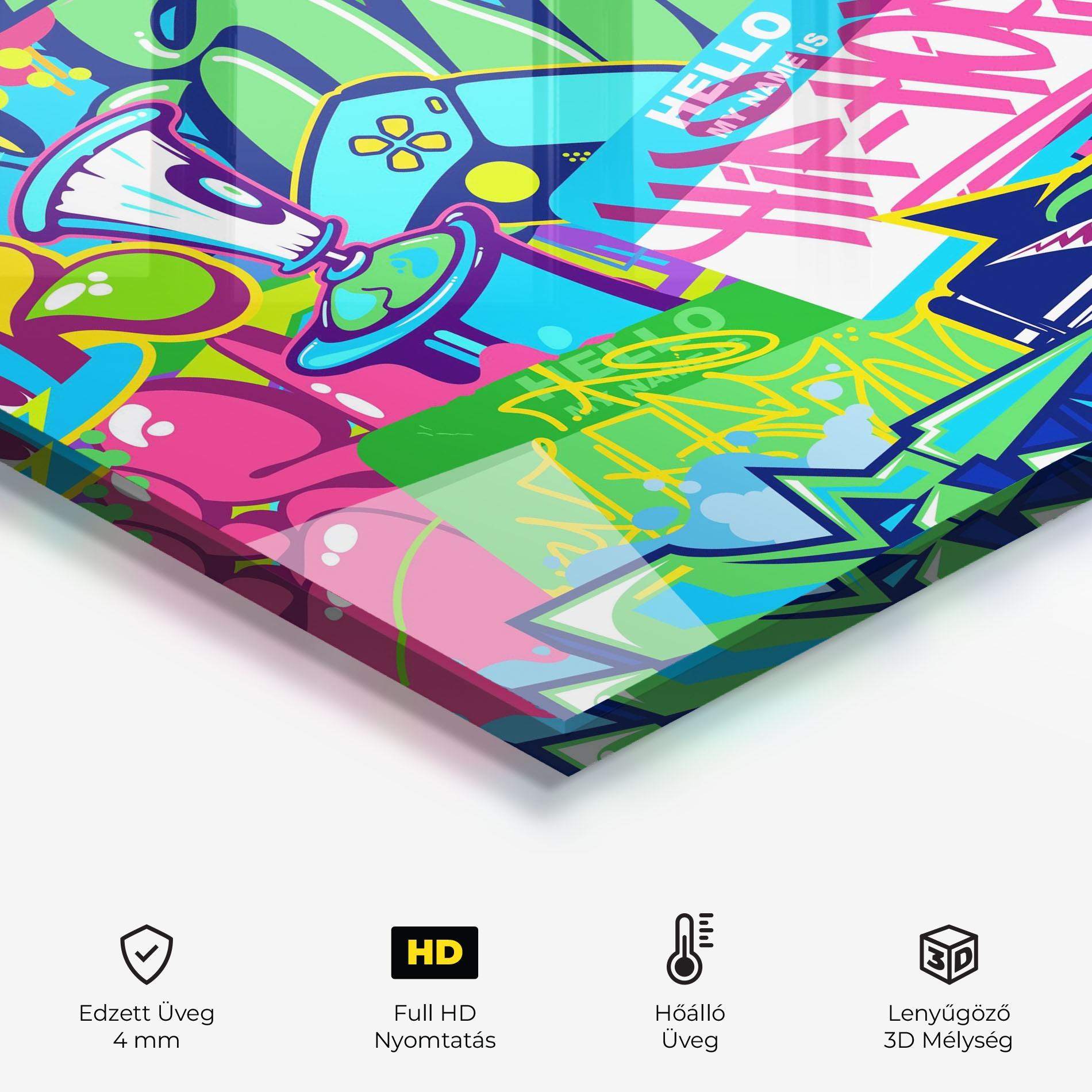 Konyhai üveg hátfal Colorful Hip Hop mockup 2
