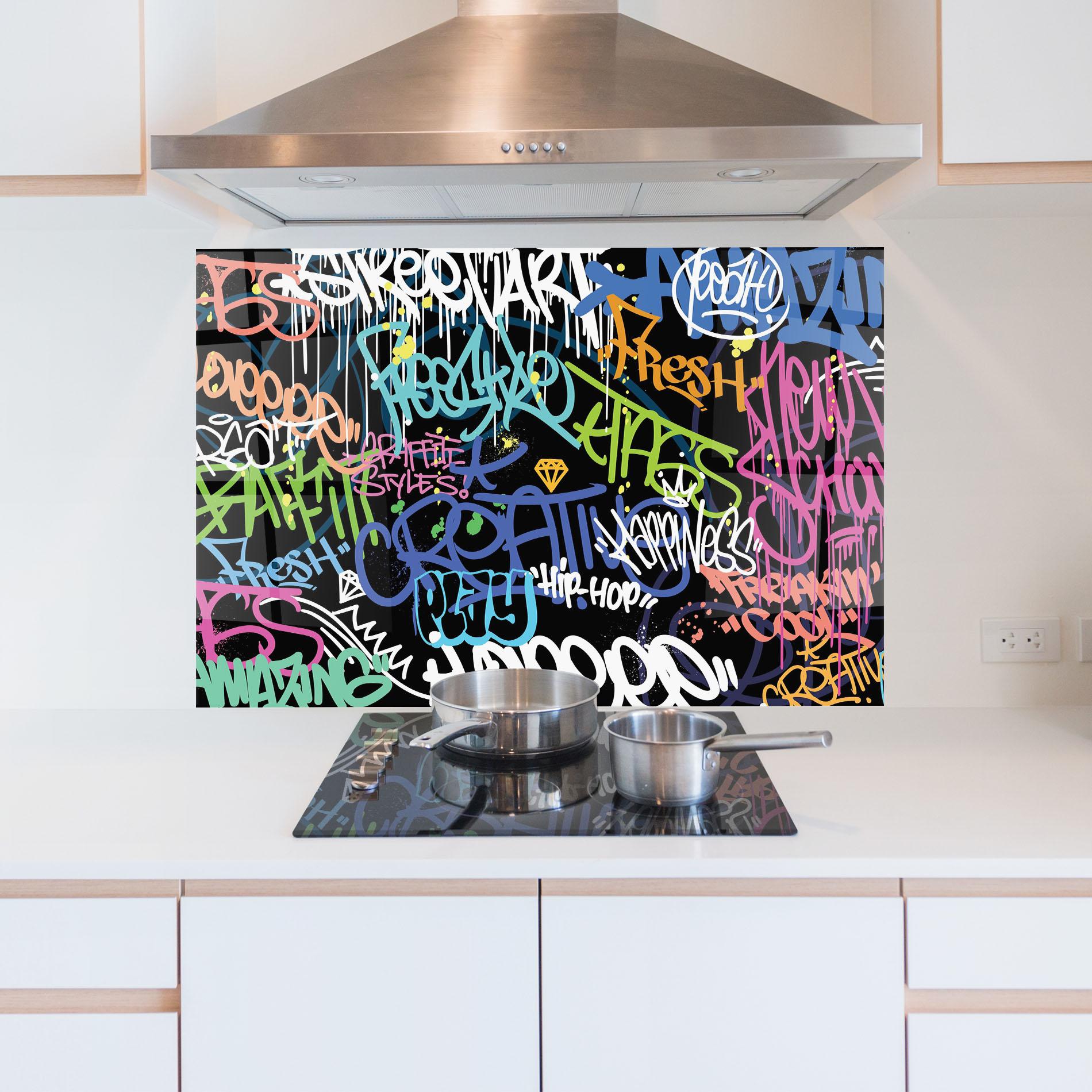 Konyhai üveg hátfal Colorful Tags mockup 5