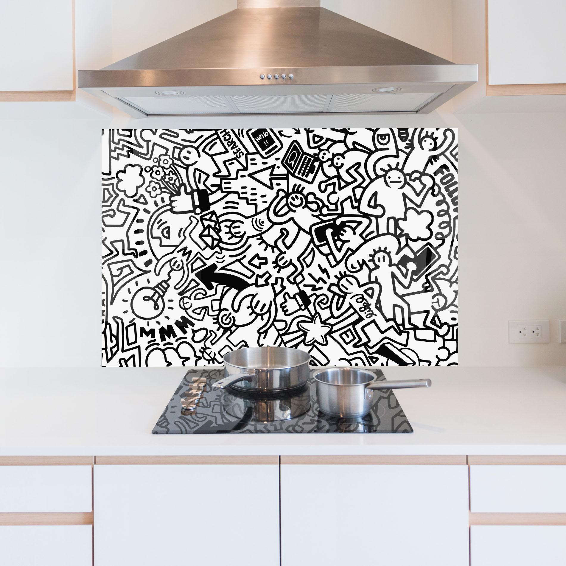 Konyhai üveg hátfal Follow Like Graffiti mockup 5