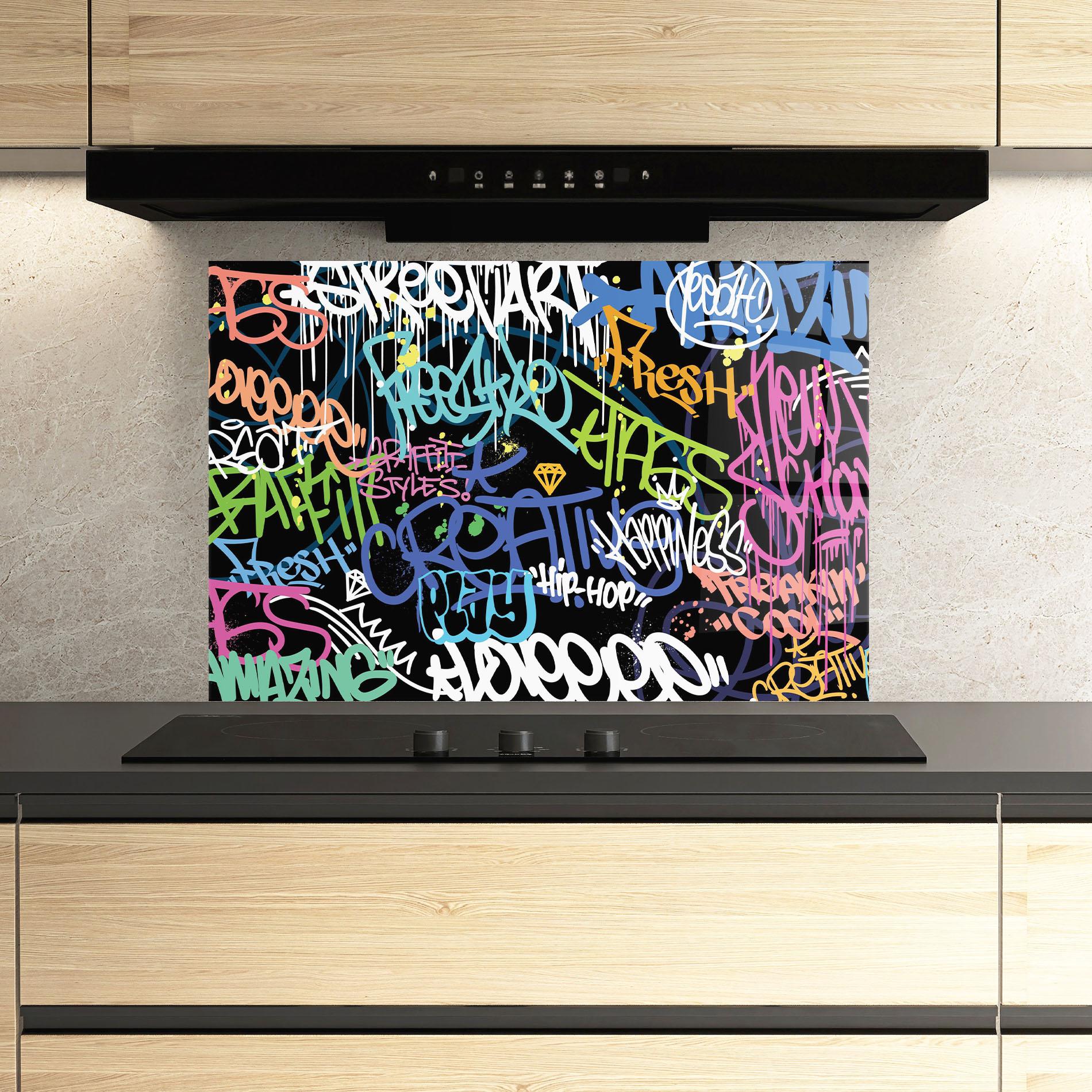 Konyhai üveg hátfal Colorful Tags mockup 3