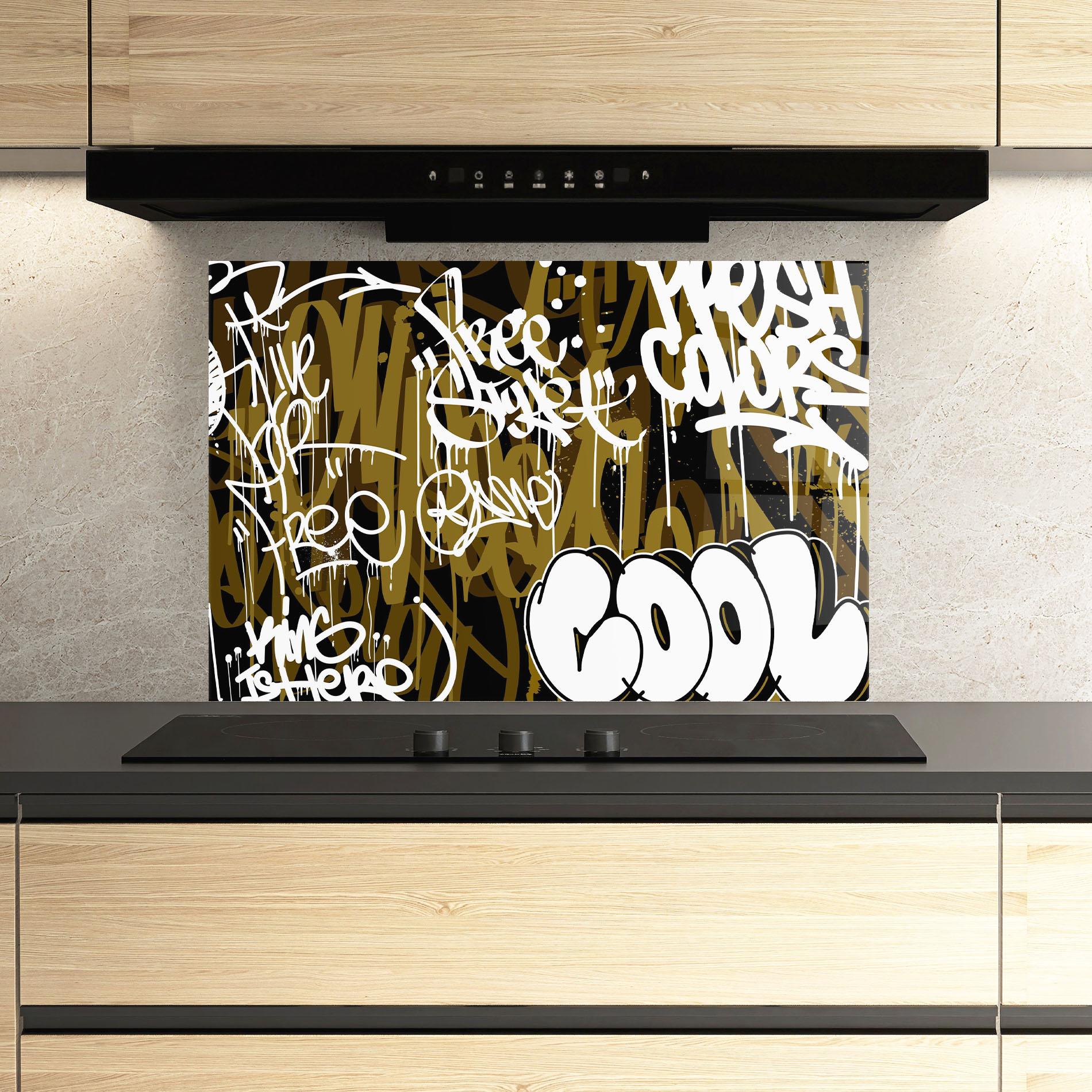 Konyhai üveg hátfal Cool Graffiti mockup 3