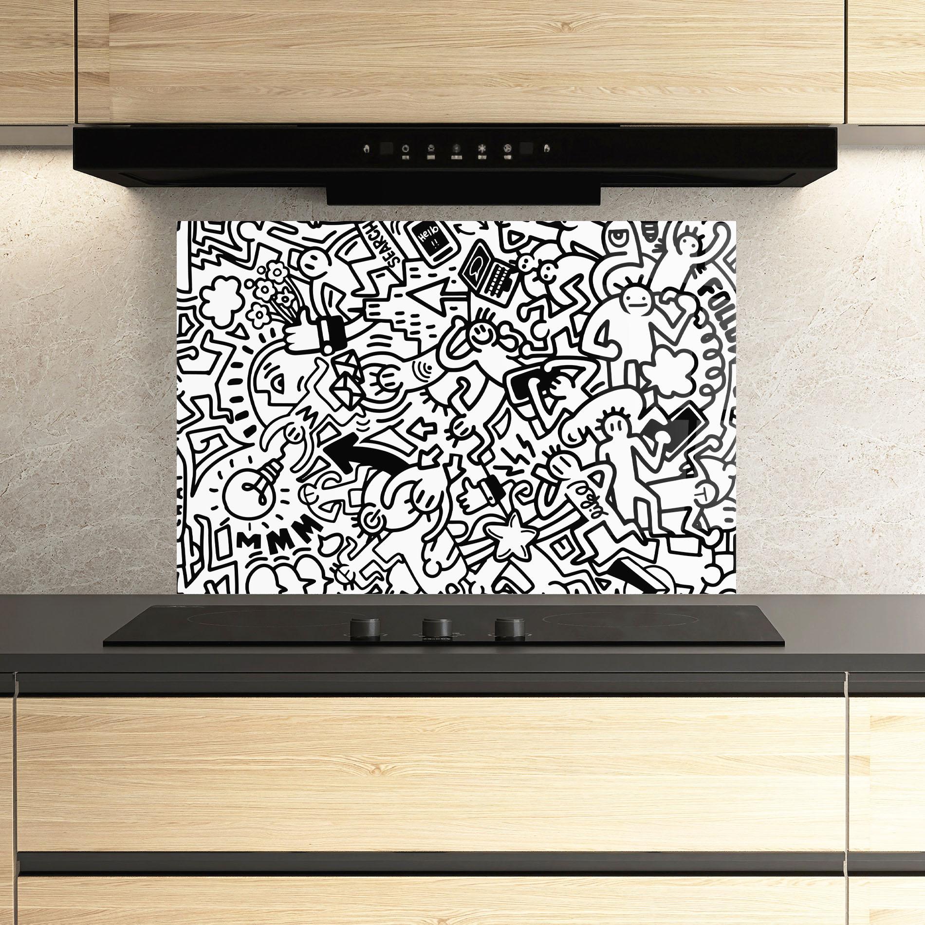 Konyhai üveg hátfal Follow Like Graffiti mockup 3
