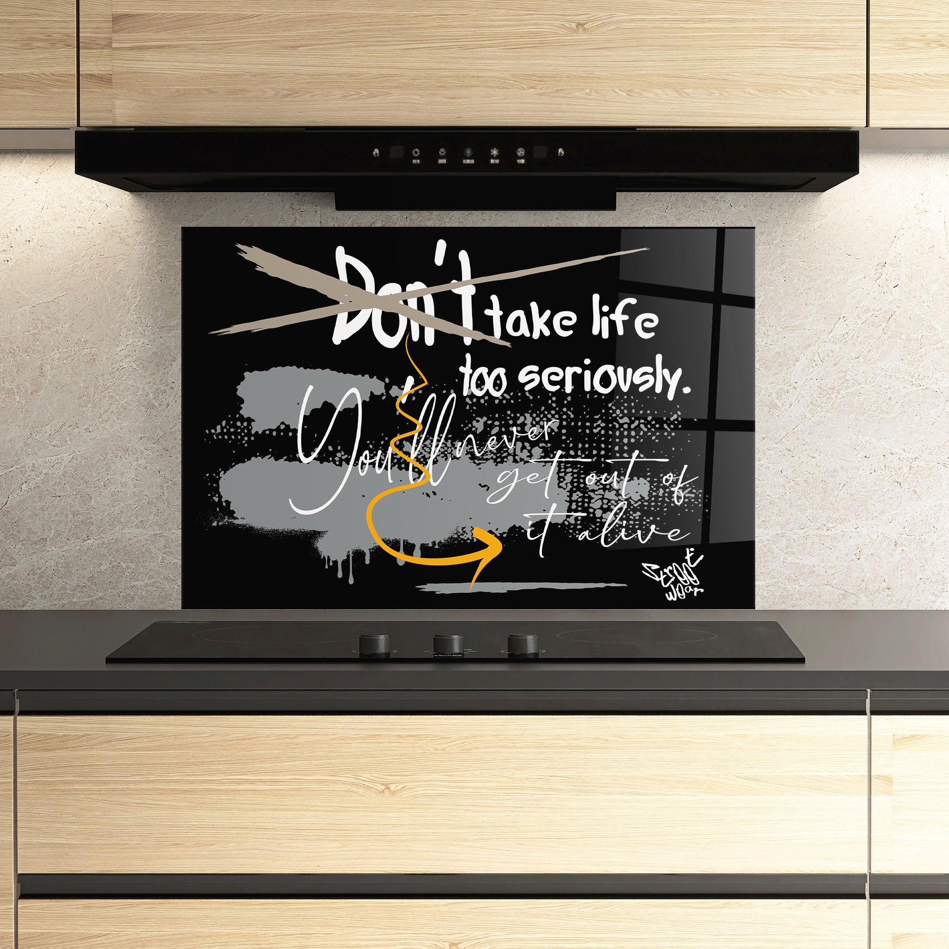 Konyhai üveg hátfal Grey Orange Graffiti mockup 3