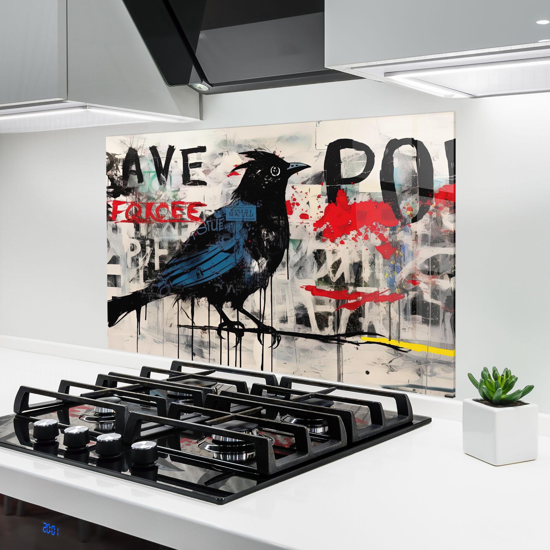 Konyhai üveg hátfal Blue Bird Doodle mockup 6