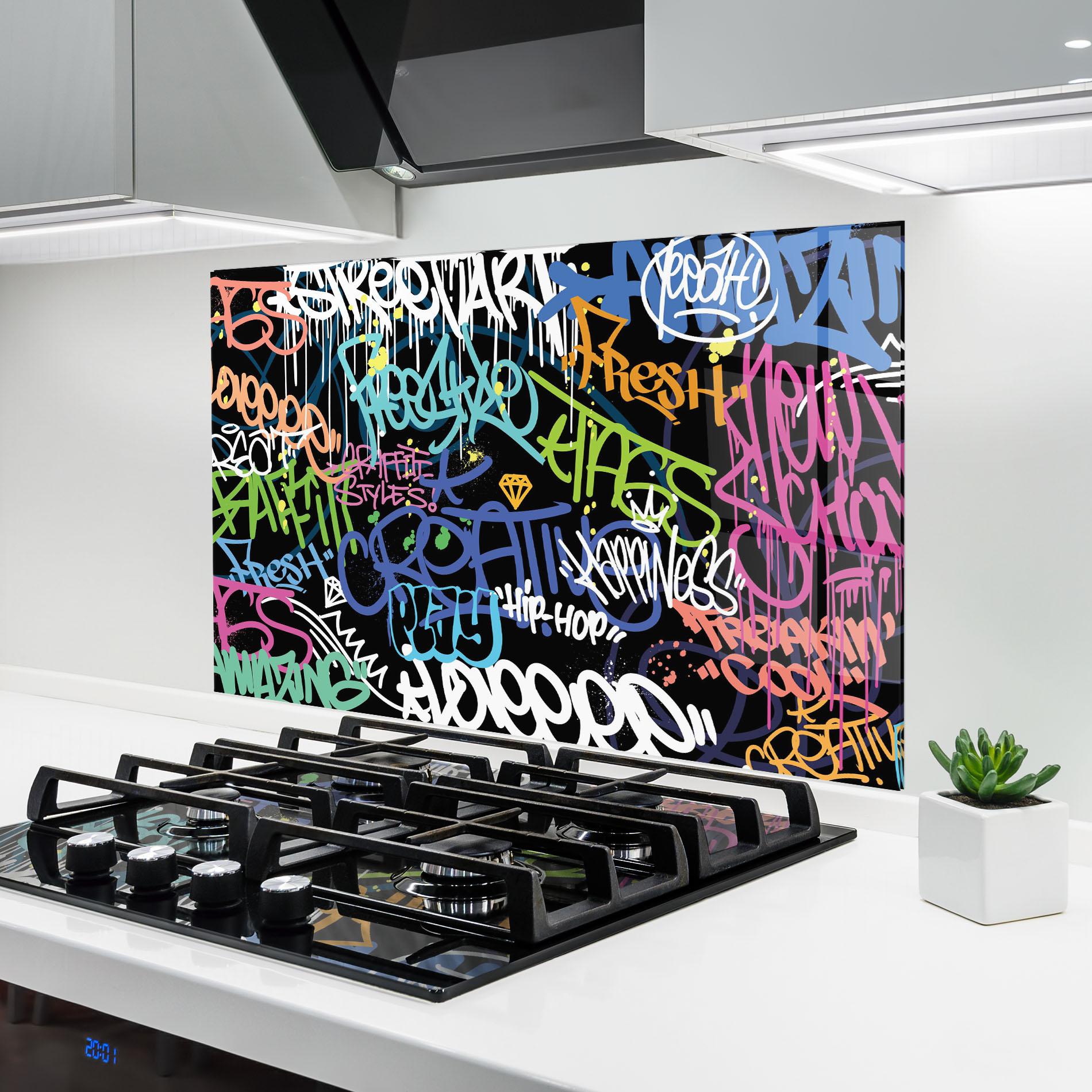 Konyhai üveg hátfal Colorful Tags mockup 6