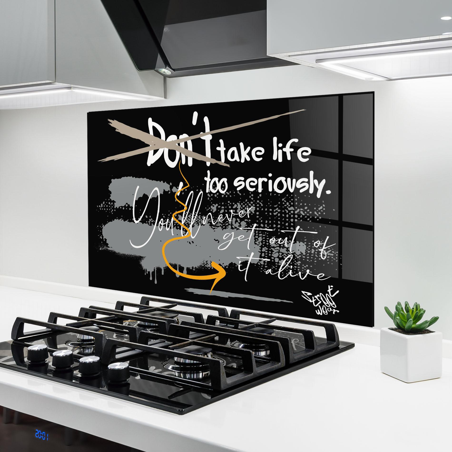 Konyhai üveg hátfal Grey Orange Graffiti mockup 6