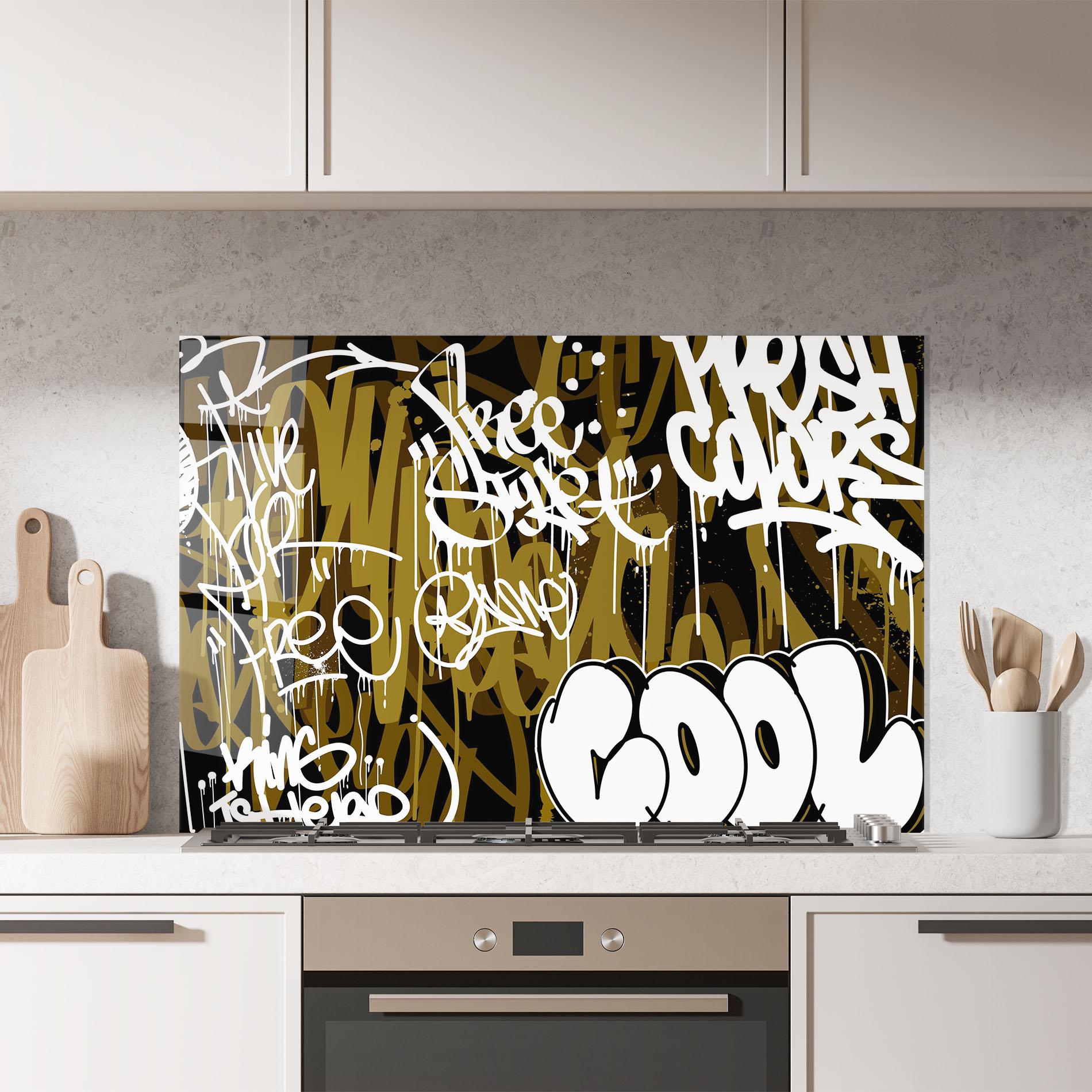 Konyhai üveg hátfal Cool Graffiti mockup 7