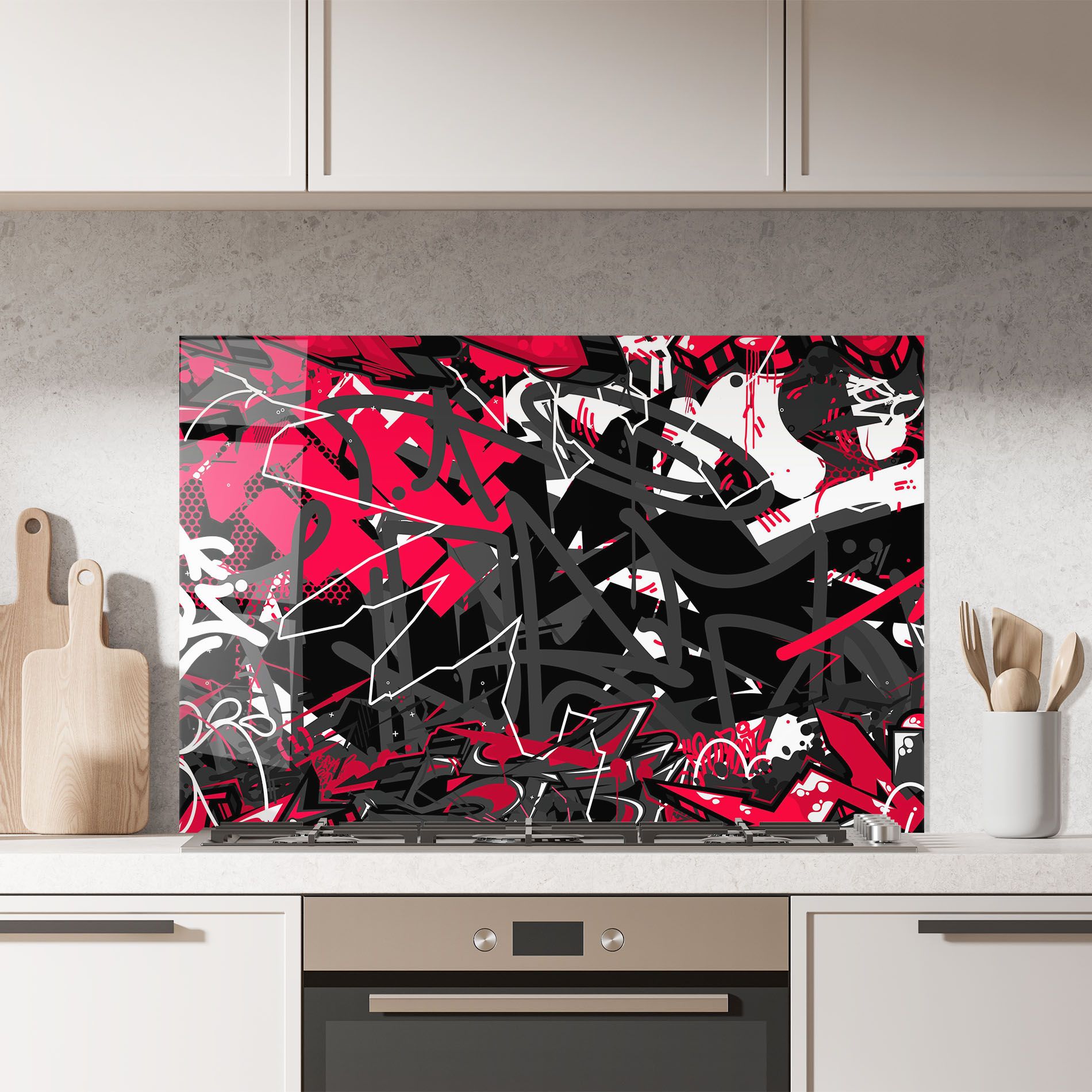 Grey Red Graffiti mockup 7