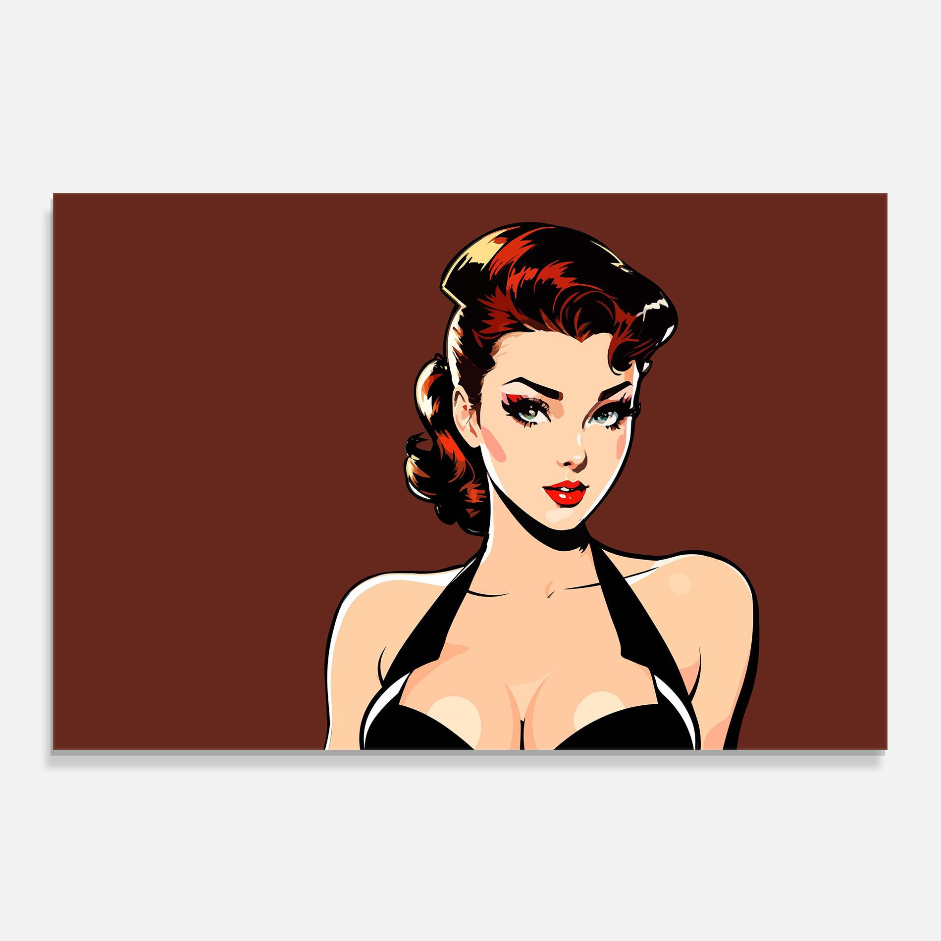 Konyhai üveg hátfal Pop Beautiful Woman mockup 0