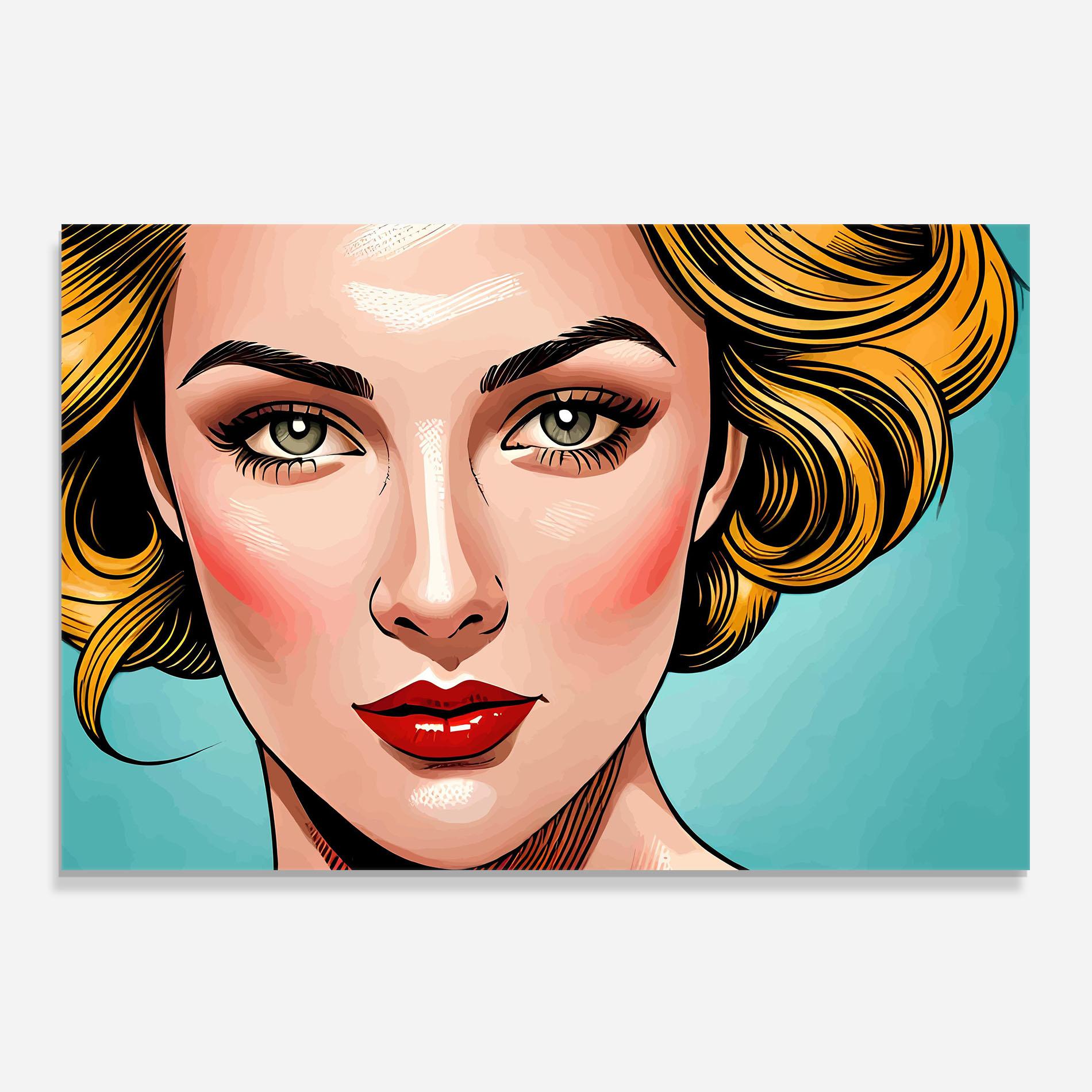 Konyhai üveg hátfal Pop Blonde Lady mockup 0