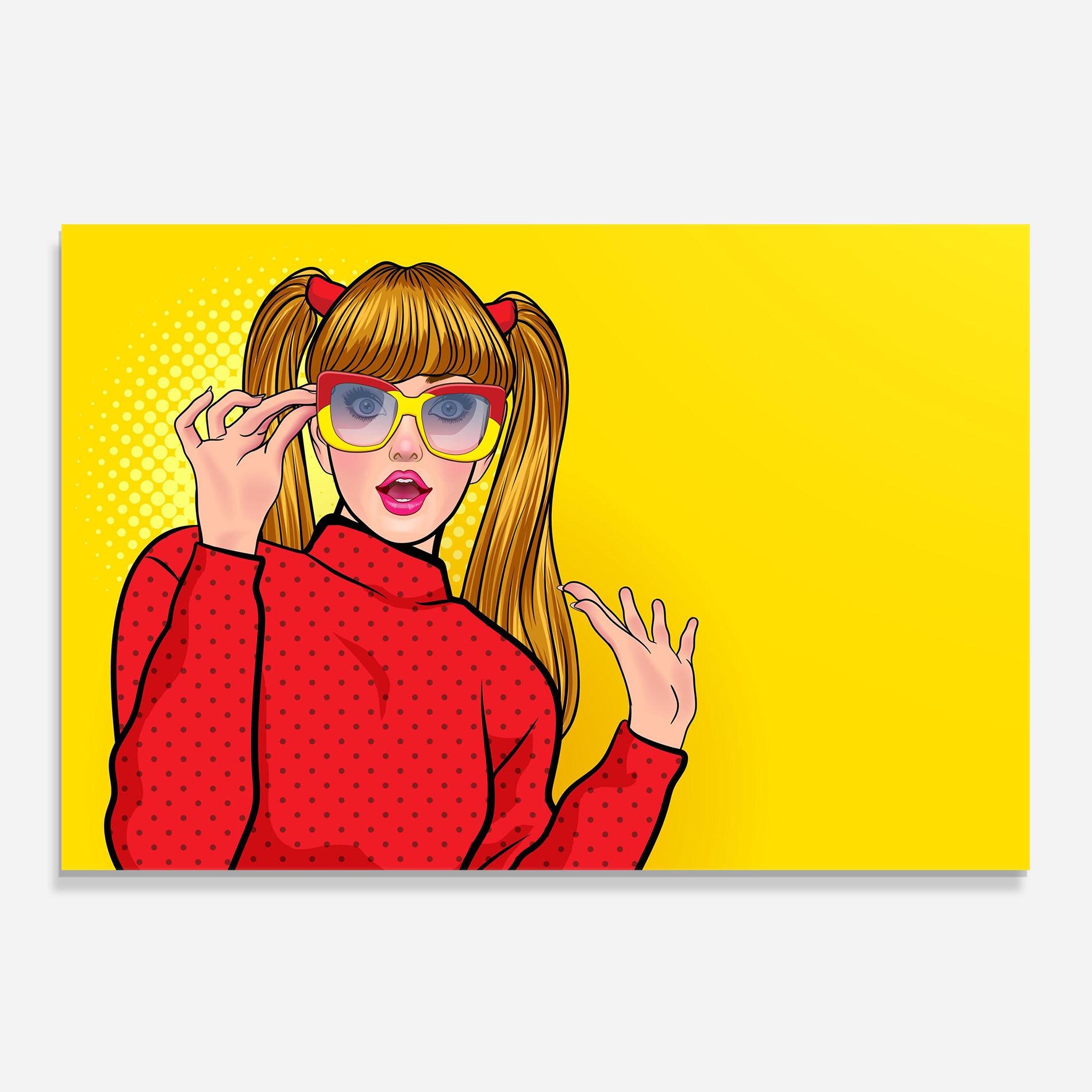 Konyhai üveg hátfal Pop Woman Surprised mockup 0