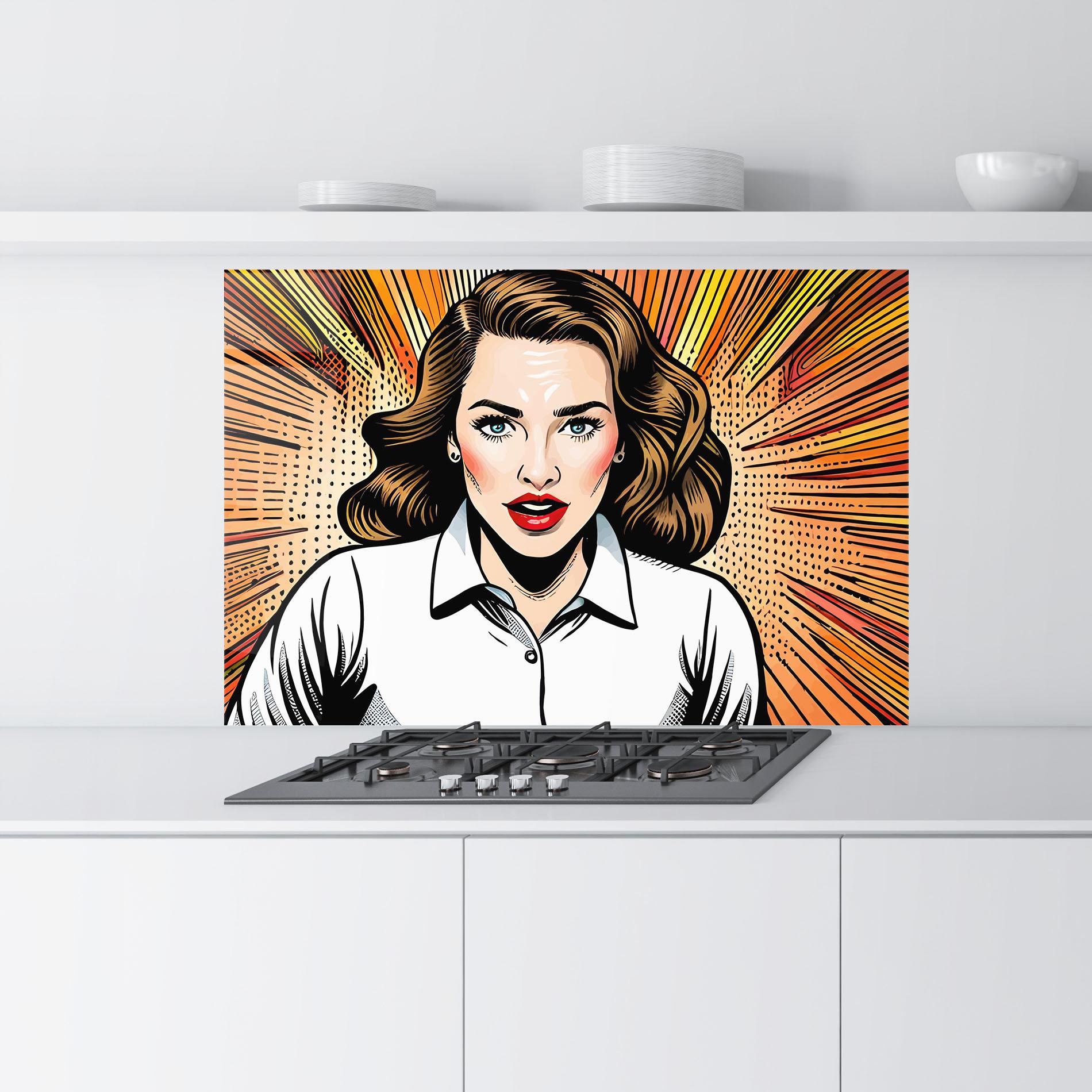 Konyhai üveg hátfal Blue Eye Pop Art mockup 9