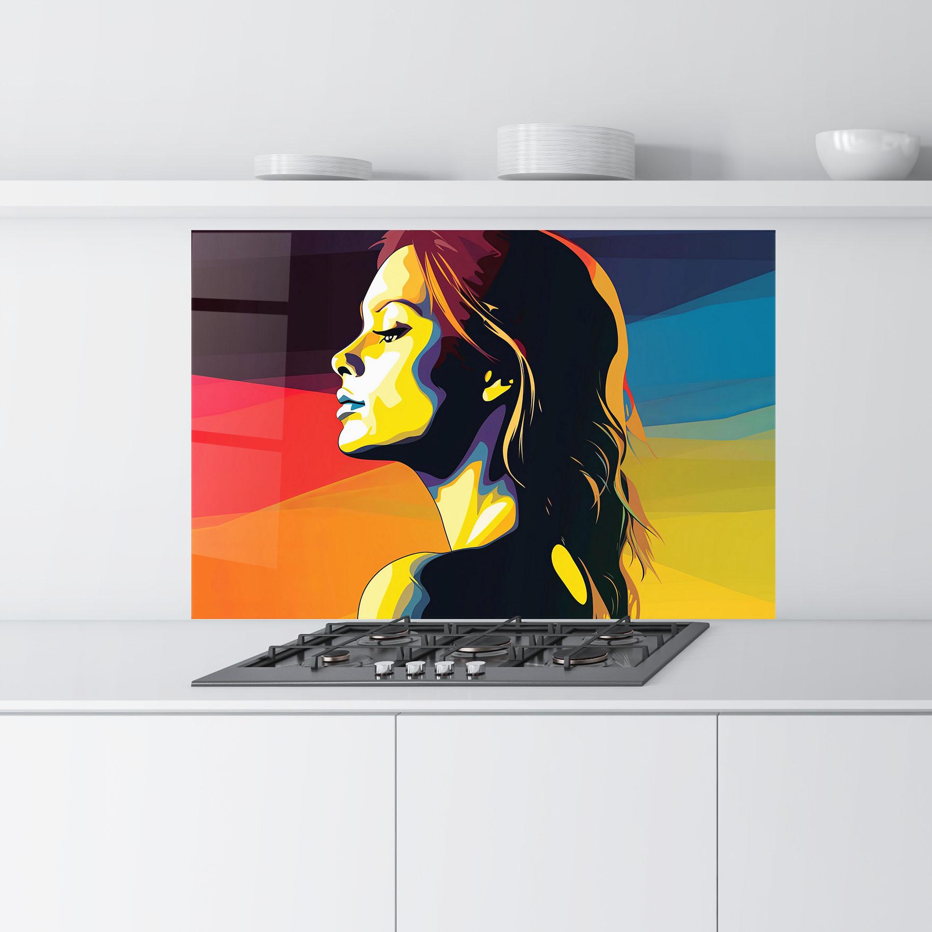 Konyhai üveg hátfal Yellow Light Pop Art mockup 9