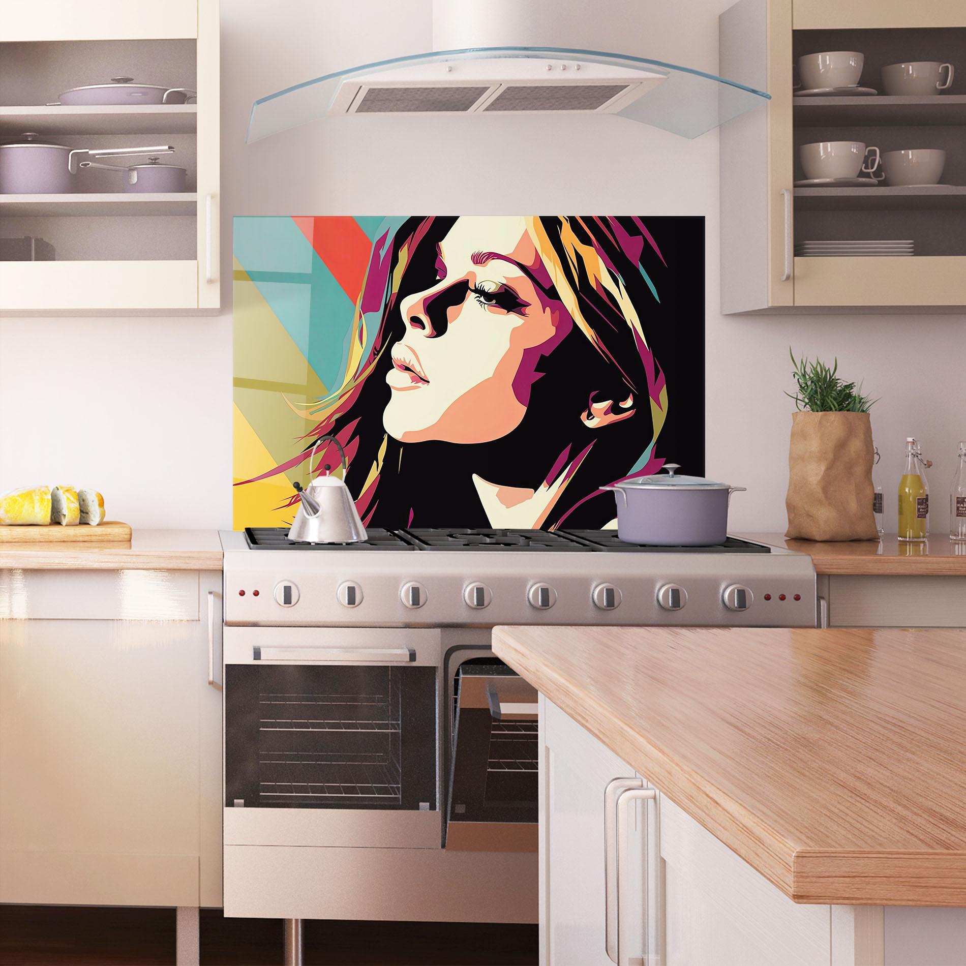 Konyhai üveg hátfal Cream Pop Art mockup 1