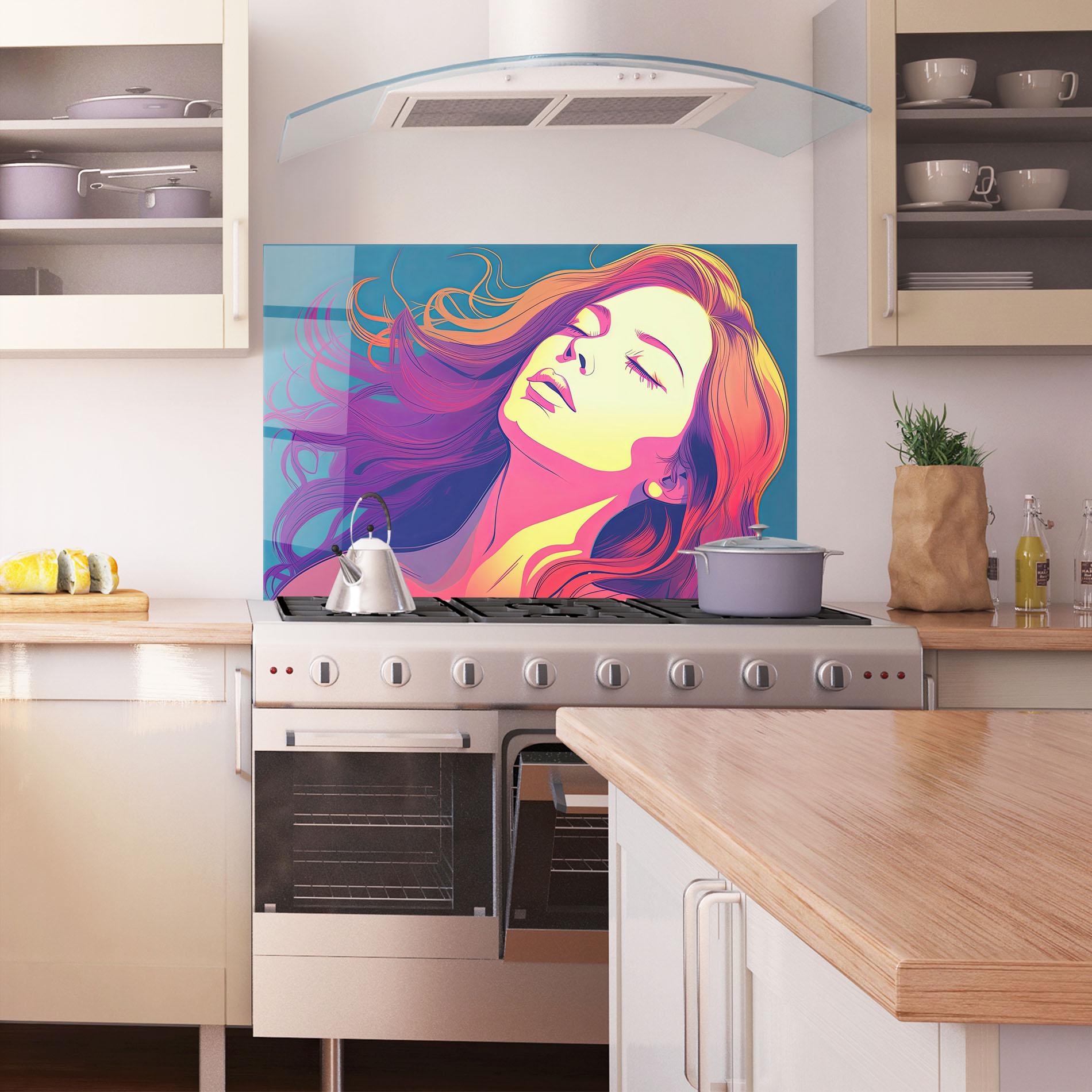 Konyhai üveg hátfal Long Pop Hair mockup 1