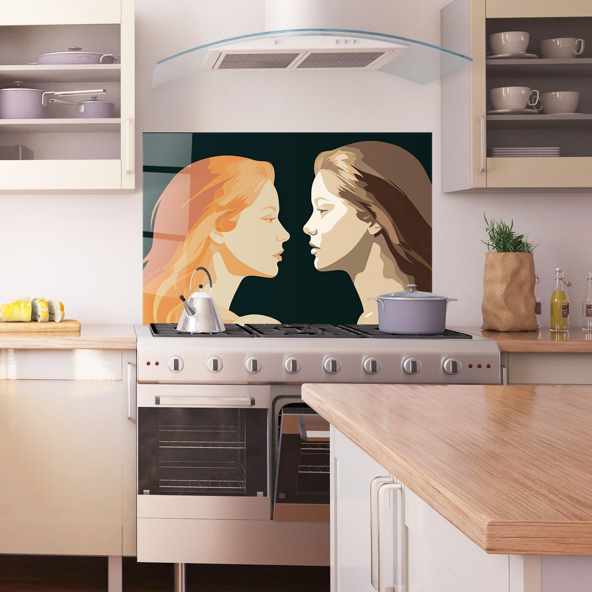 Konyhai üveg hátfal Orange Pop Girl mockup 1