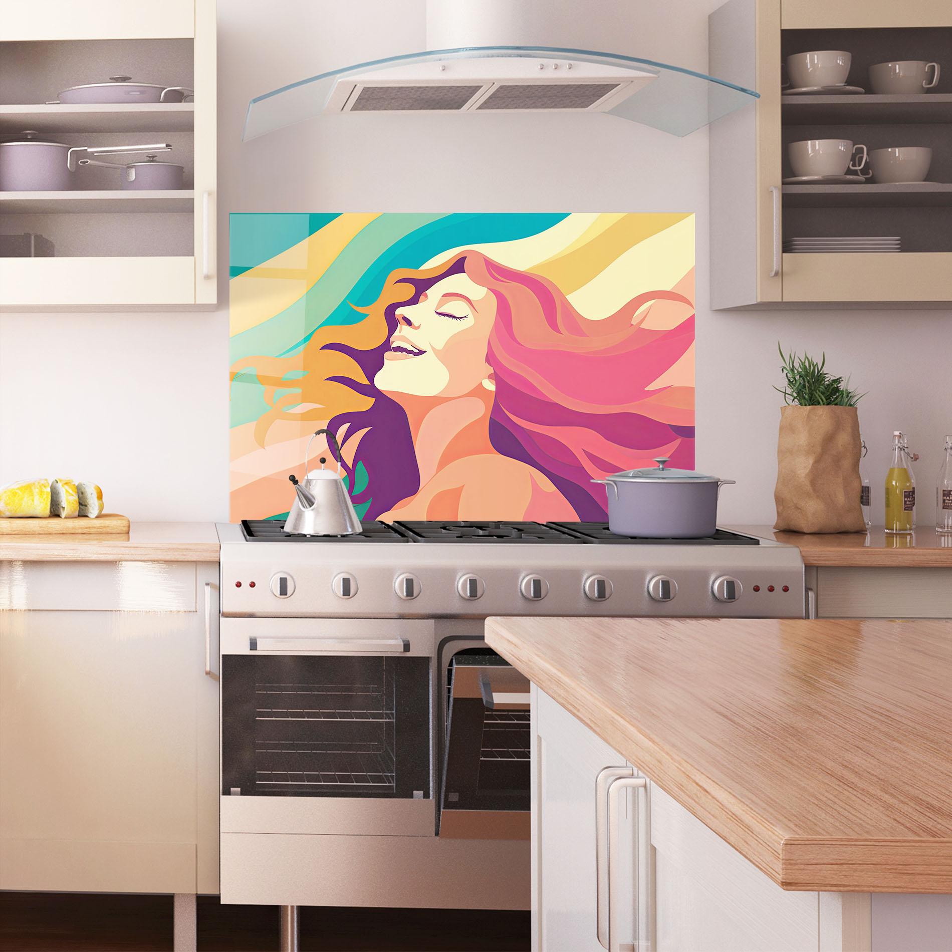 Konyhai üveg hátfal Pink Pop Hair mockup 1