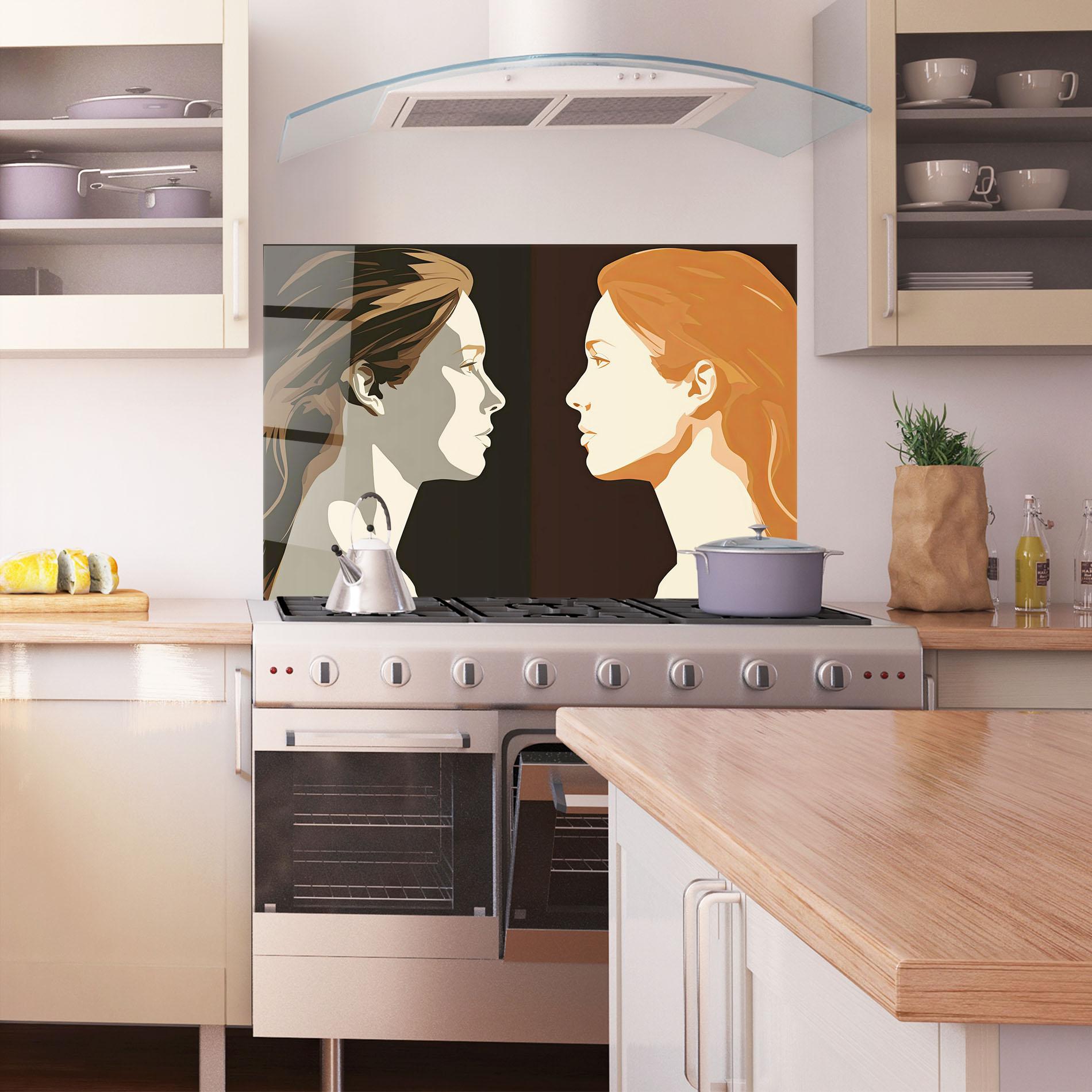 Konyhai üveg hátfal Pop Face To Face mockup 1